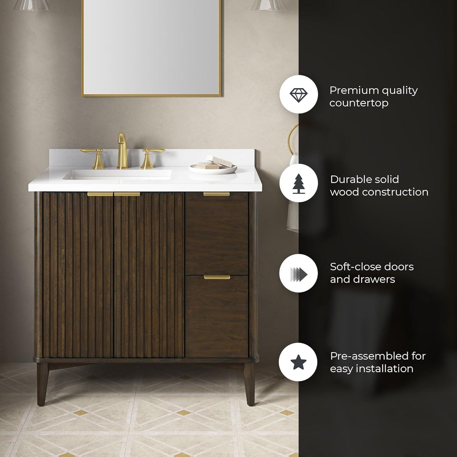 Miseno Mv-Berk36-15Vva Indy 36" Free Standing Single Basin Vanity Set - Onyx Black / White