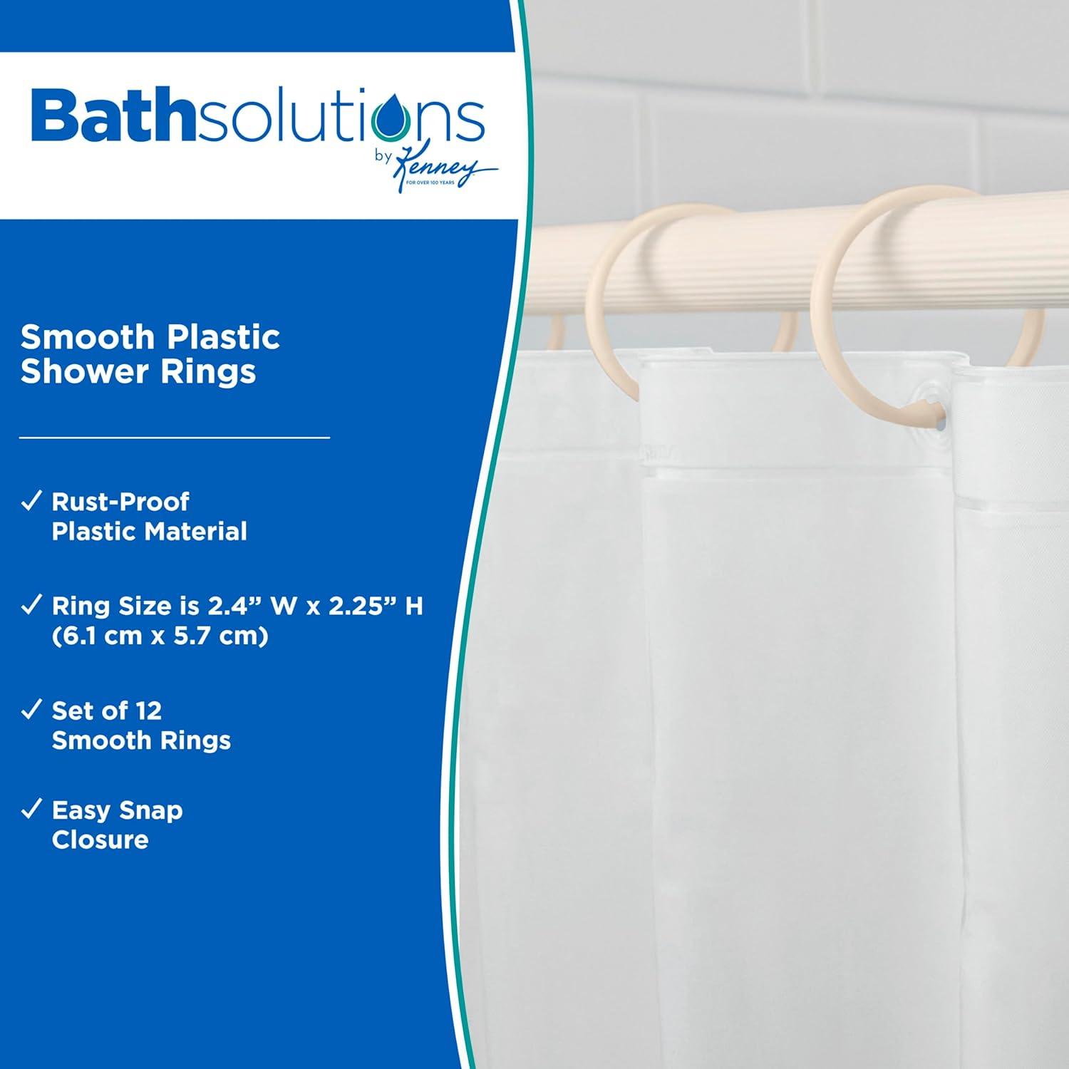 Kenney Wayfair Basics Smooth Shower Rings Round Plastic Shower Curtain Rings (Set of 12)