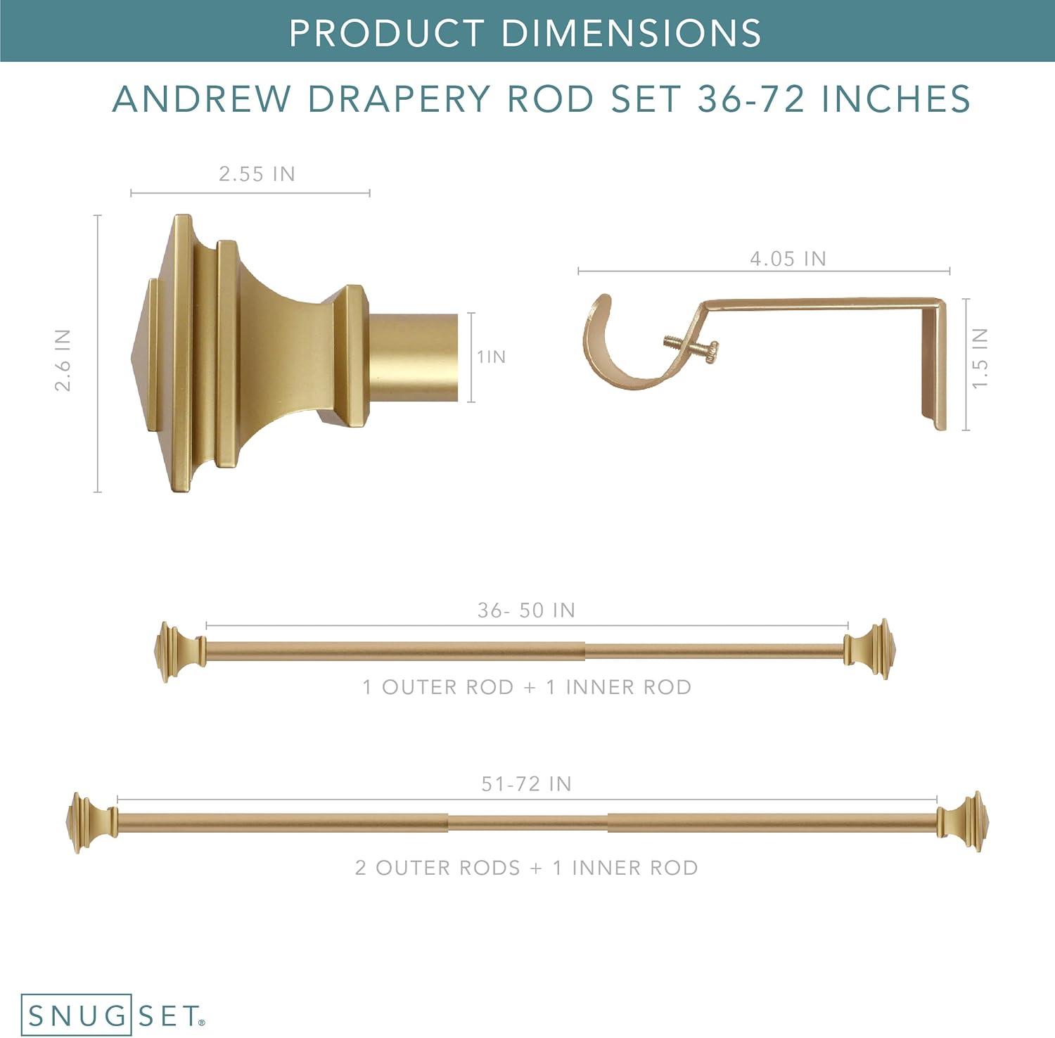 SnugSet Andrew Steel Adjustable Single Curtain Rod