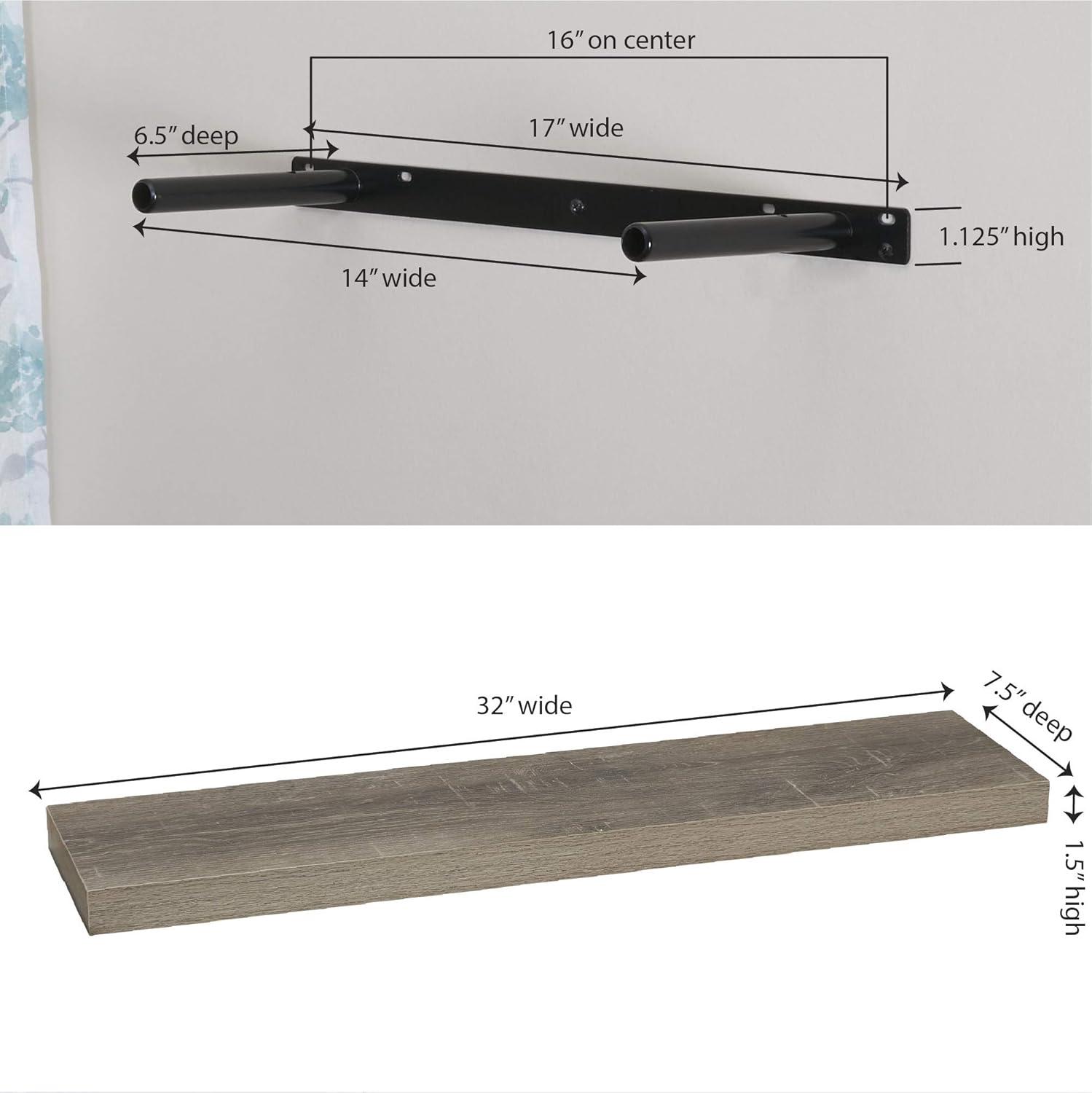 Ashwood Woodgrain 32" Minimalist Floating Wall Shelf