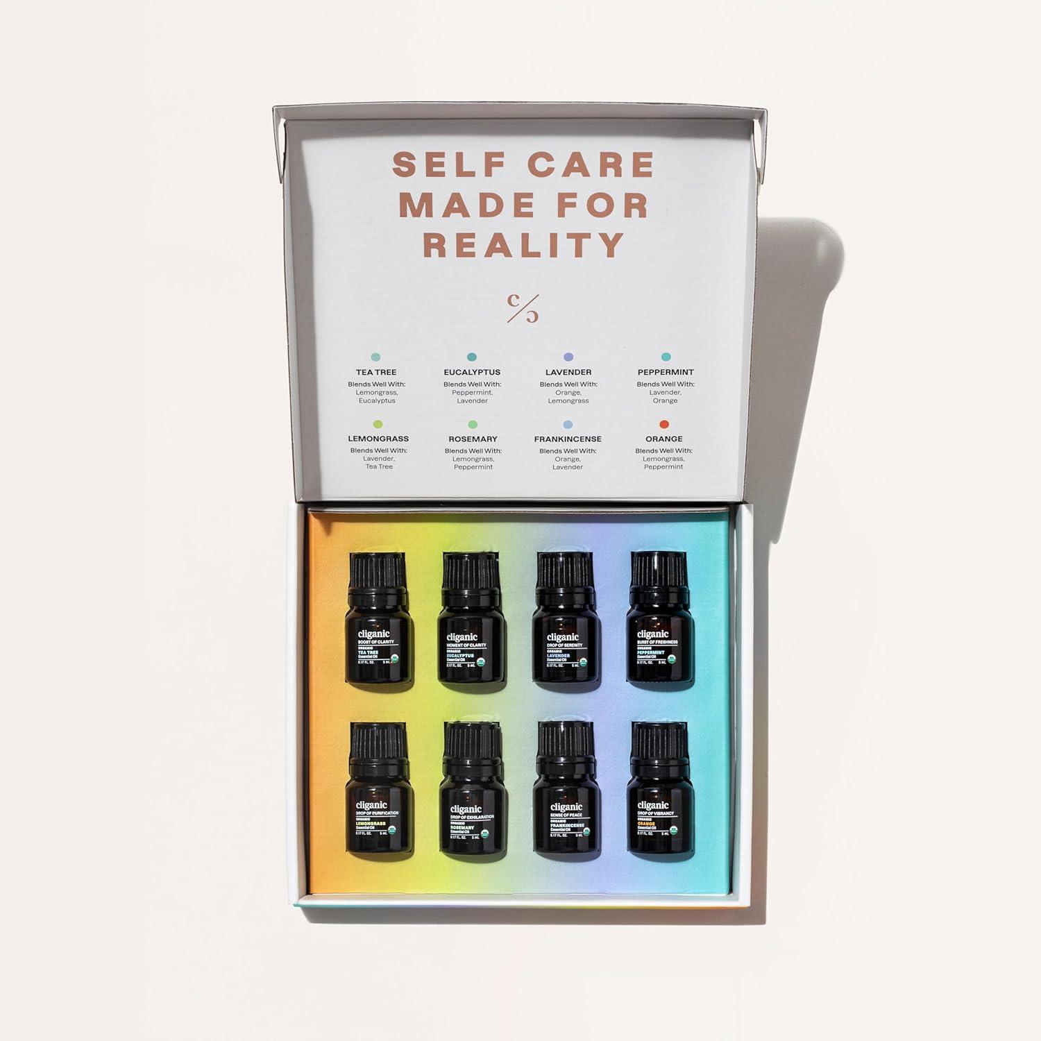 Cliganic Organic Aromatherapy Set - Top 8 Essential Oils - 8x0.17oz