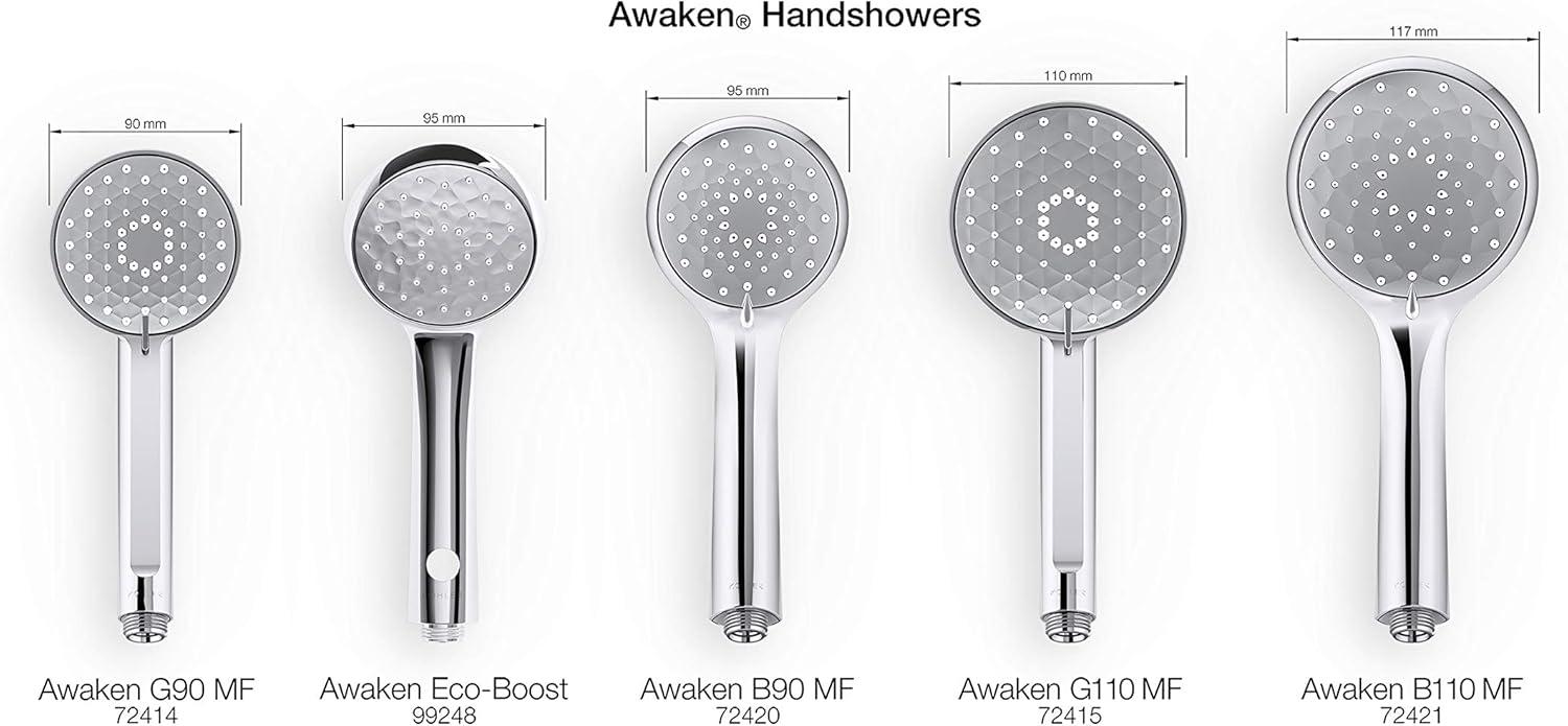 Polished Chrome Multifunction Handheld Showerhead with 3 Spray Settings