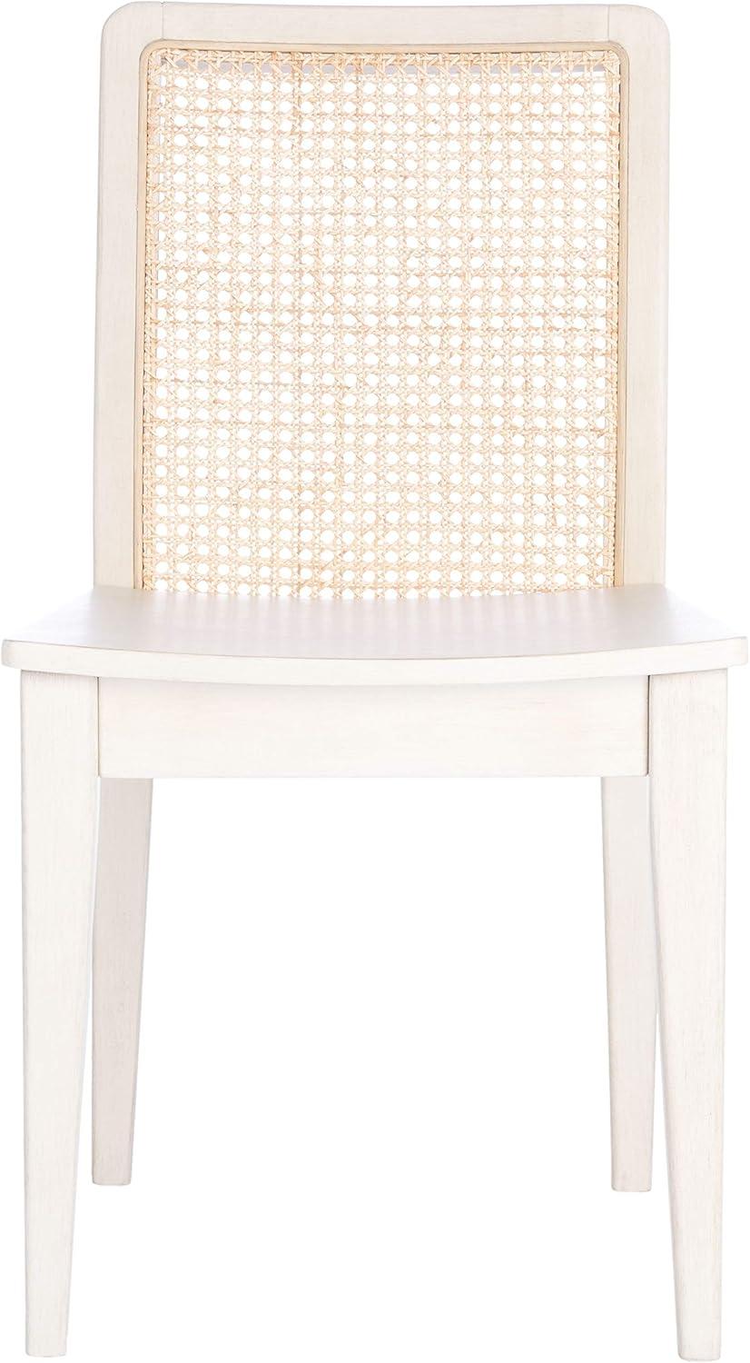 Benicio White and Natural Rattan Coastal Side Chair