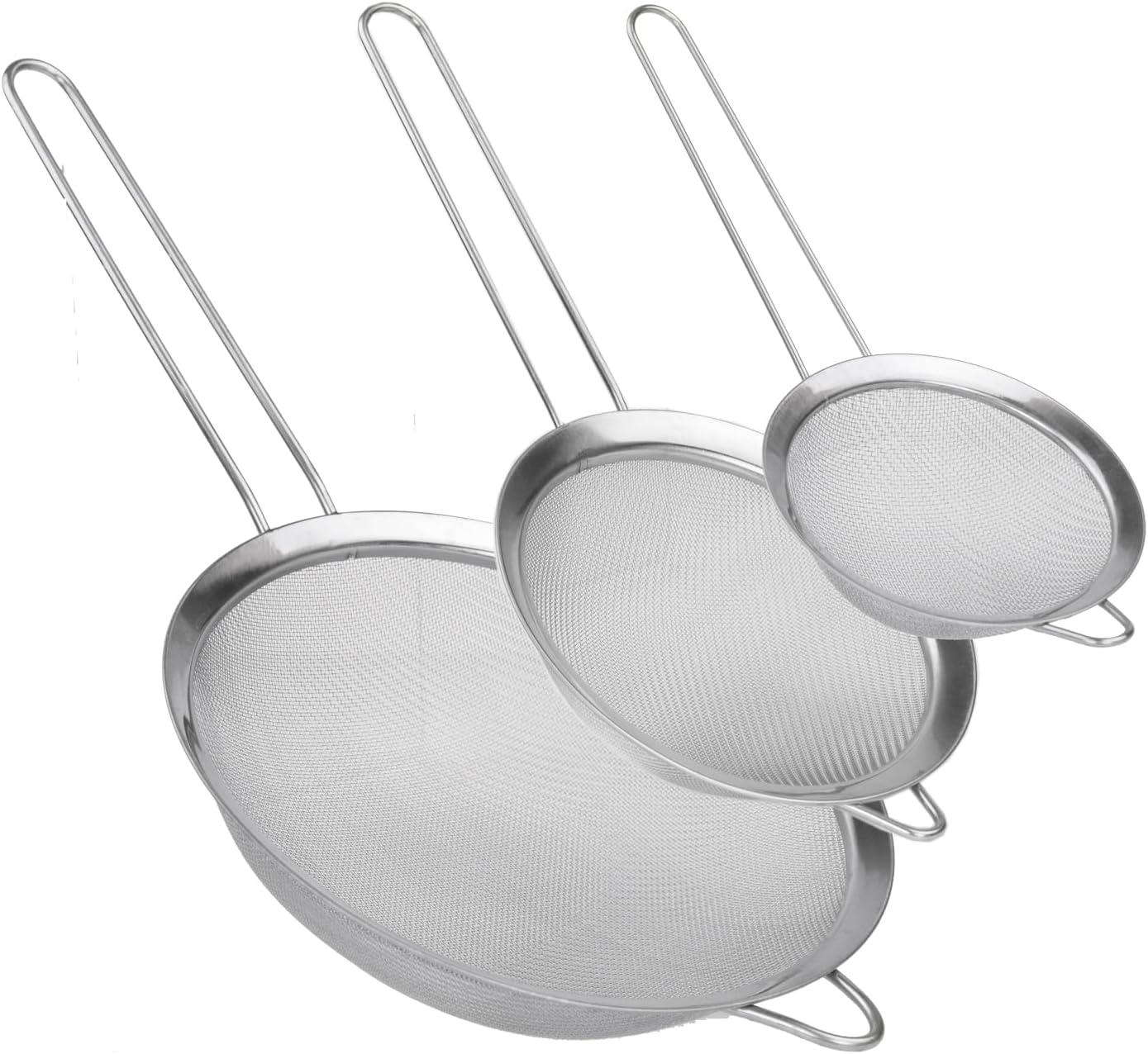 Stainless Steel Mesh Strainer Set with Handles, 3-Piece