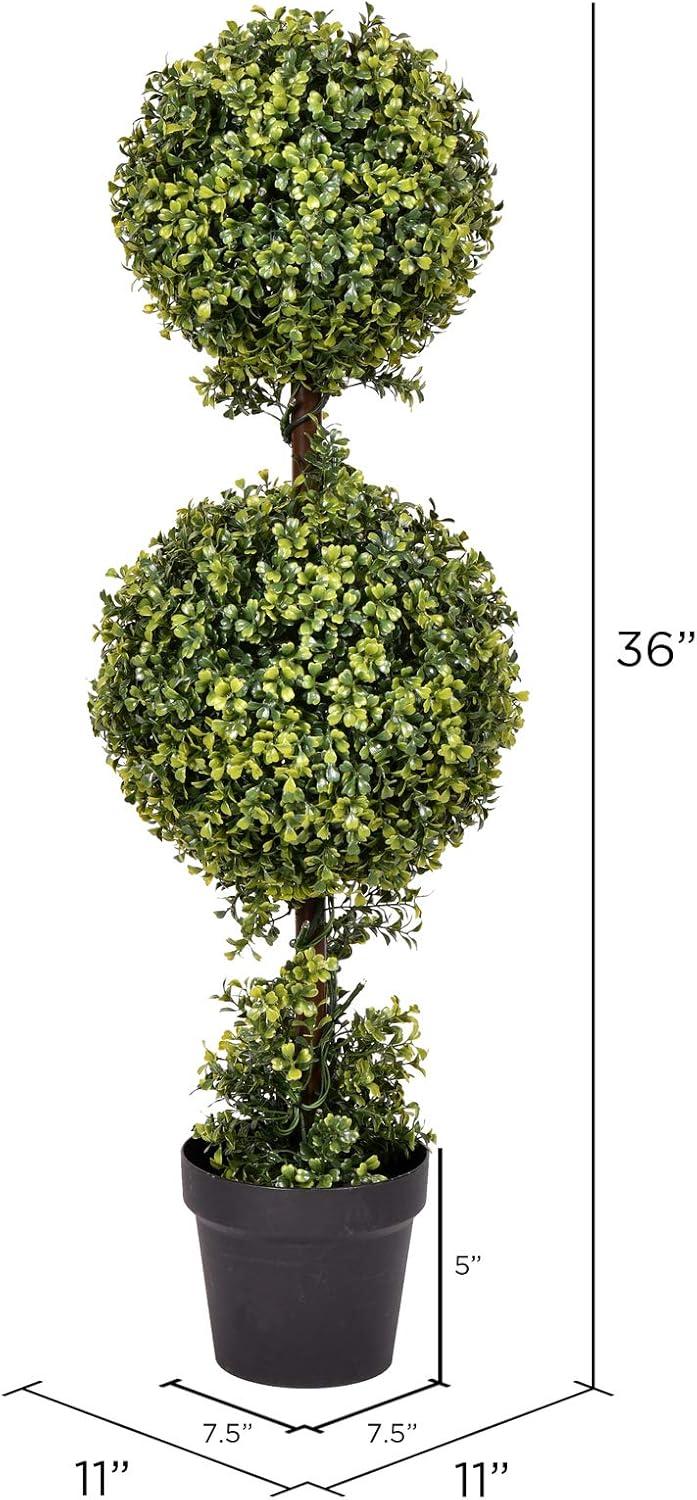 Vickerman 36" Artificial Boxwood In Nursery Pot: Faux Topiary Plant for Indoor/Outdoor Decor, Polyethylene, UV Resistant
