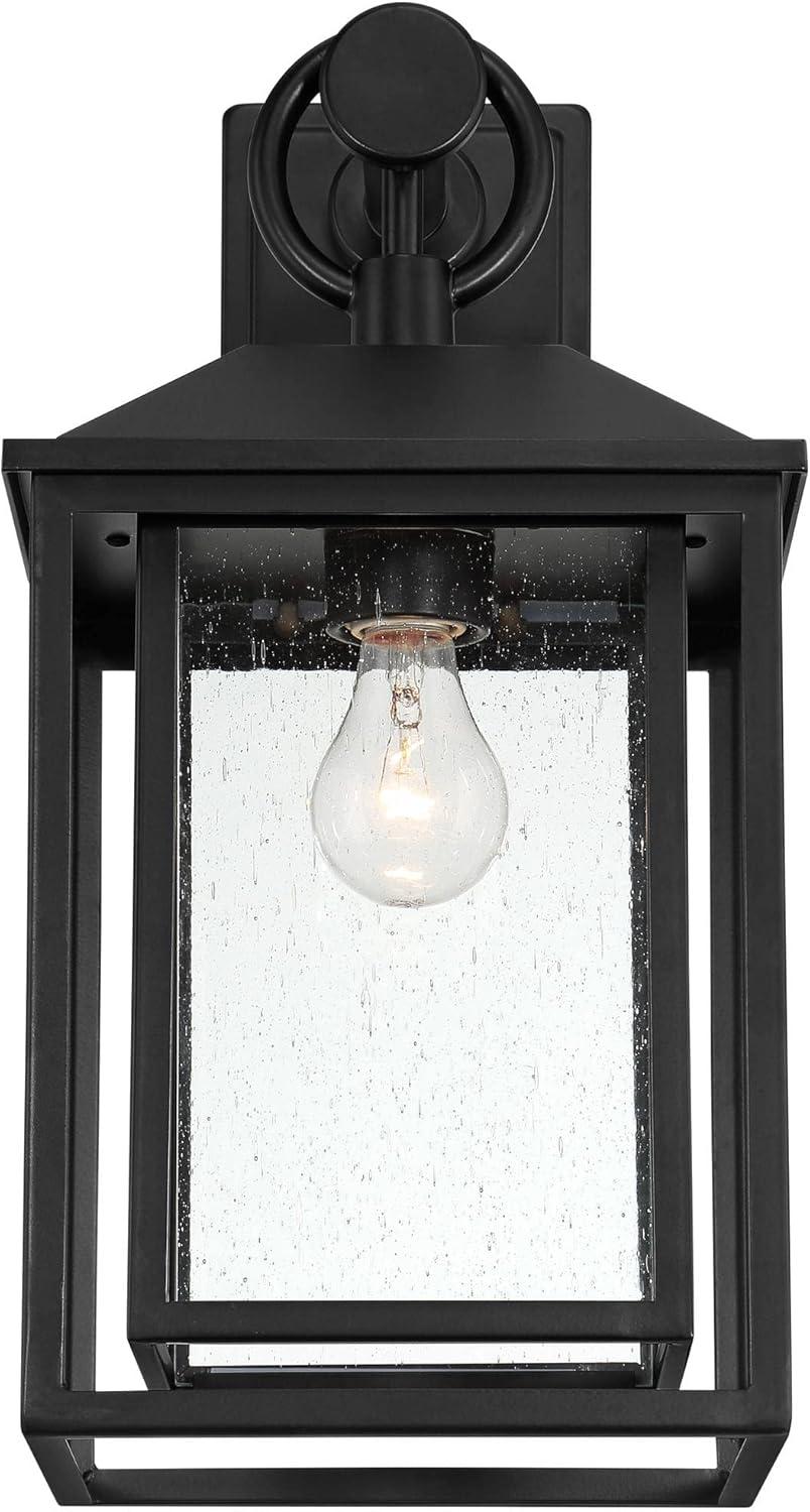 John Timberland Califa Mission Outdoor Wall Light Fixture Black Metal 18" Clear Seedy Glass for Post Exterior Barn Deck House Porch Yard Patio Home