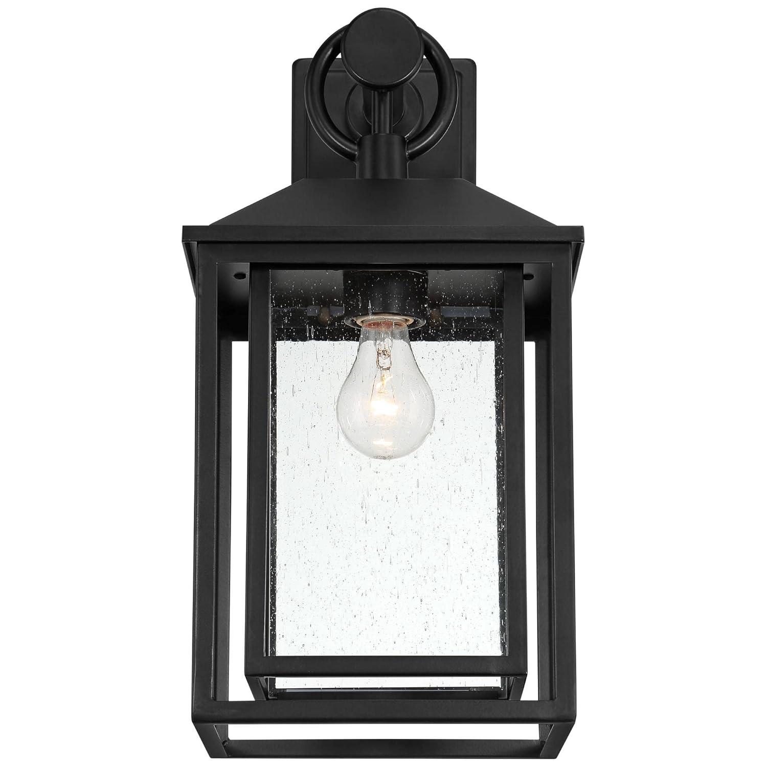 John Timberland Califa Mission Outdoor Wall Light Fixture Black Metal 18" Clear Seedy Glass for Post Exterior Barn Deck House Porch Yard Patio Home