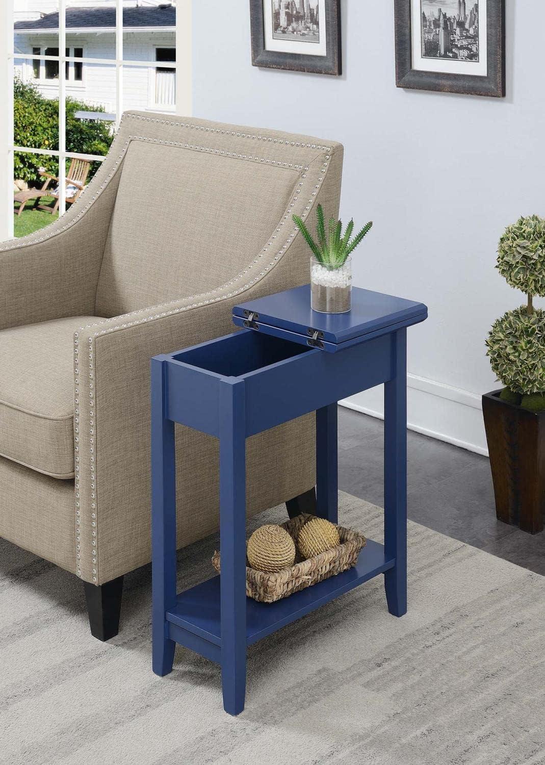 Convenience Concepts American Heritage Flip Top End Table, Cobalt Blue