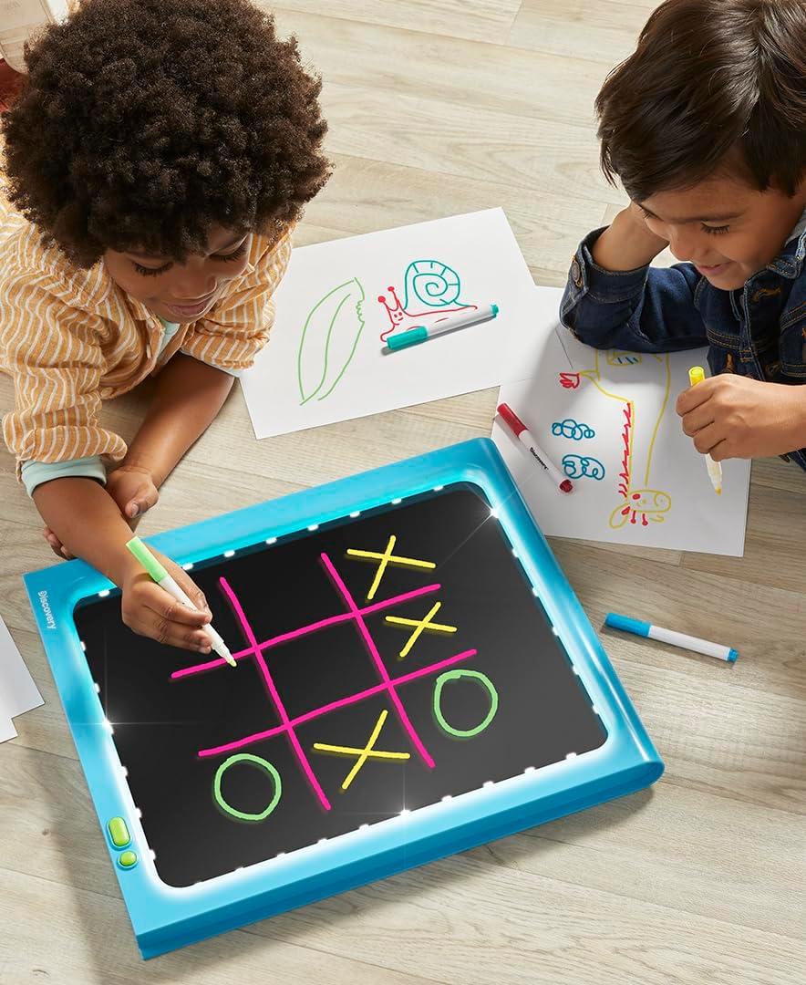 34" Blue Dual-Sided Freestanding Art Easel with Light Board
