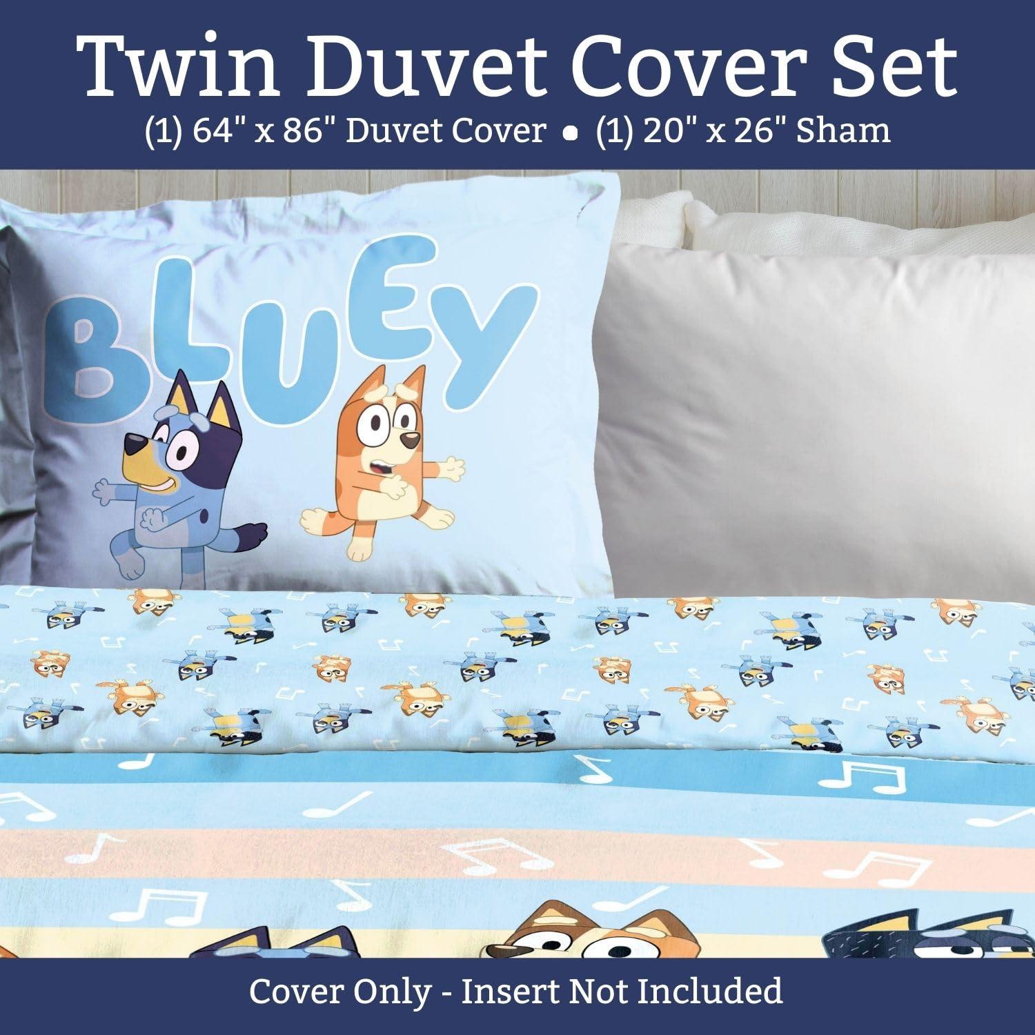 Jay Franco Duvet Cover Set – 3 Piece Comforter Cover and Sham Set, Super Soft Cozy Kids Bedding (Insert Not Included) Multi - Bluey, Full