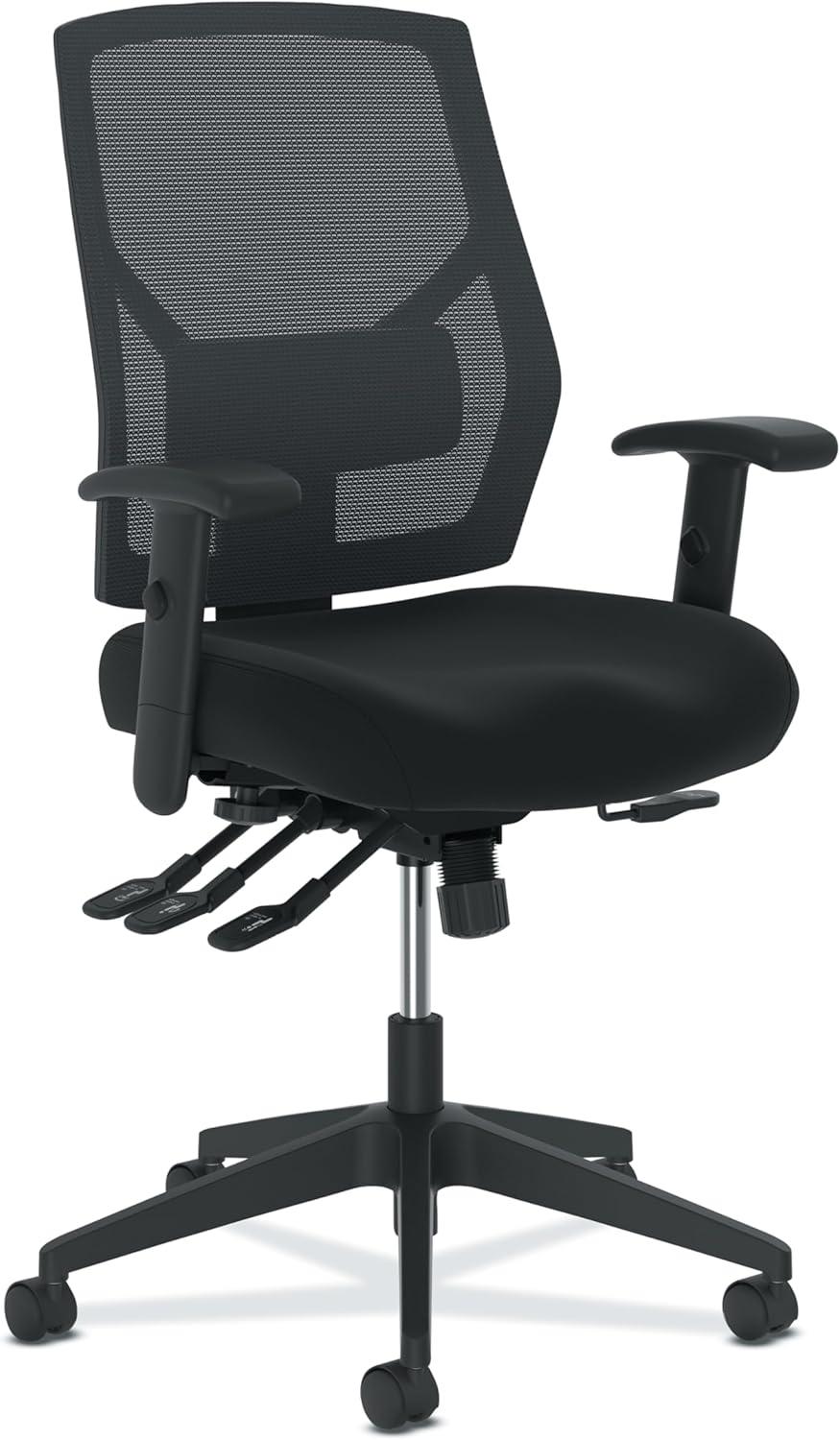HON Mesh Mid-Back Task Chair Fabric Black Seat - Black Back - 5-star Base - 19.50" Seat Width x 18.25" Seat Depth - 26" Width x 26" Depth x 40.5" Height