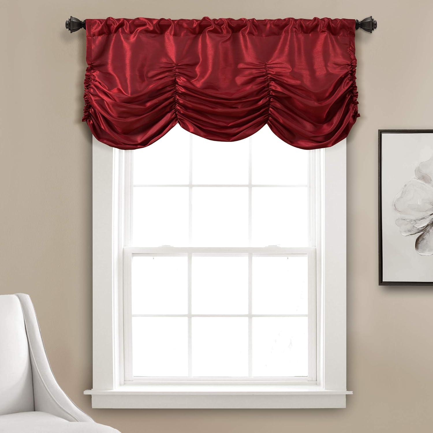 Estate Garden Red Polyester Rod Pocket Balloon Valance