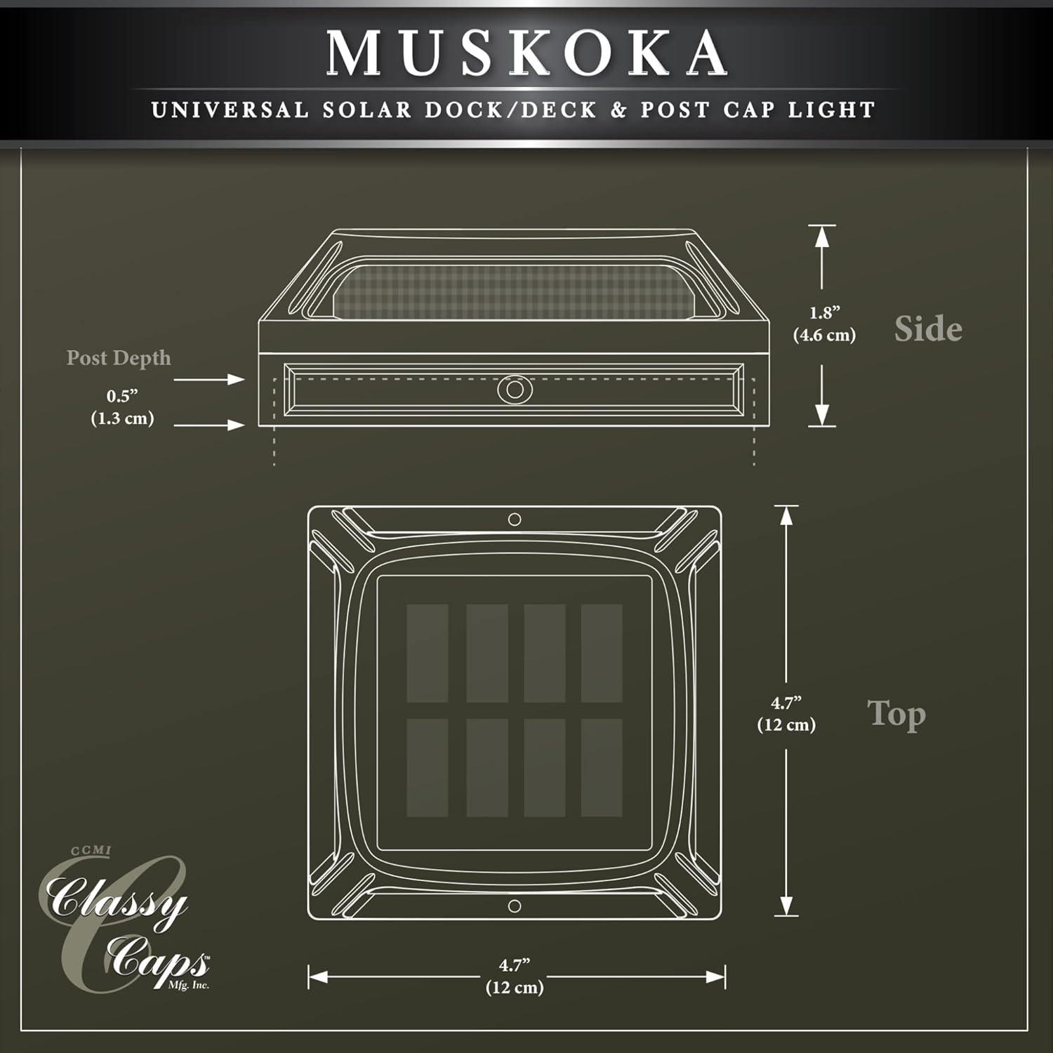 Muskoka Black Aluminum LED Solar Post Cap Light Multipack