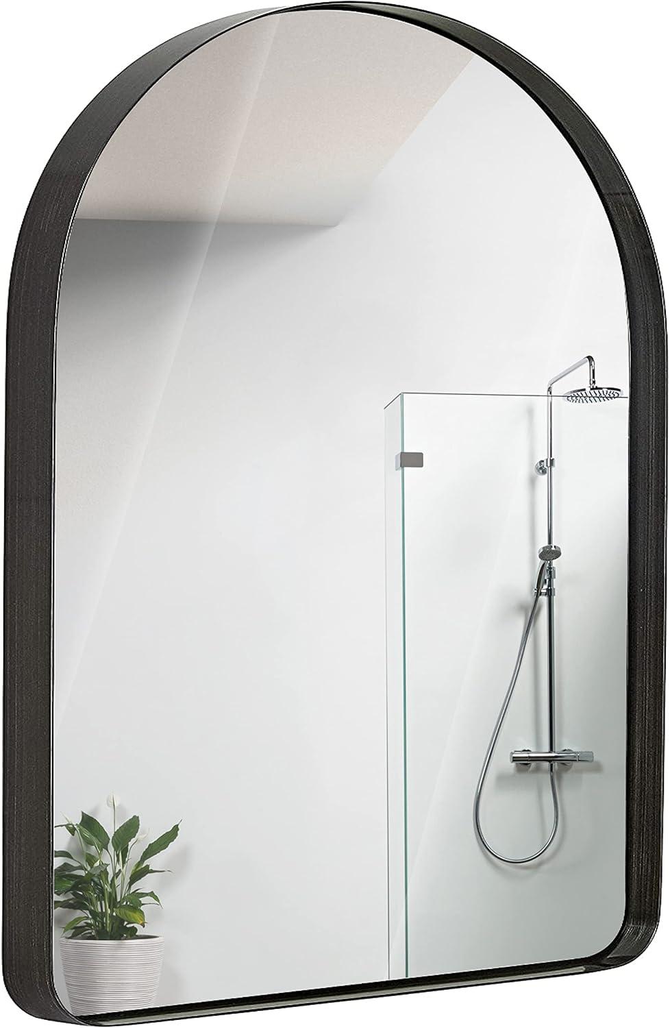 Arched Top Black Metal Framed Full-Length Mirror