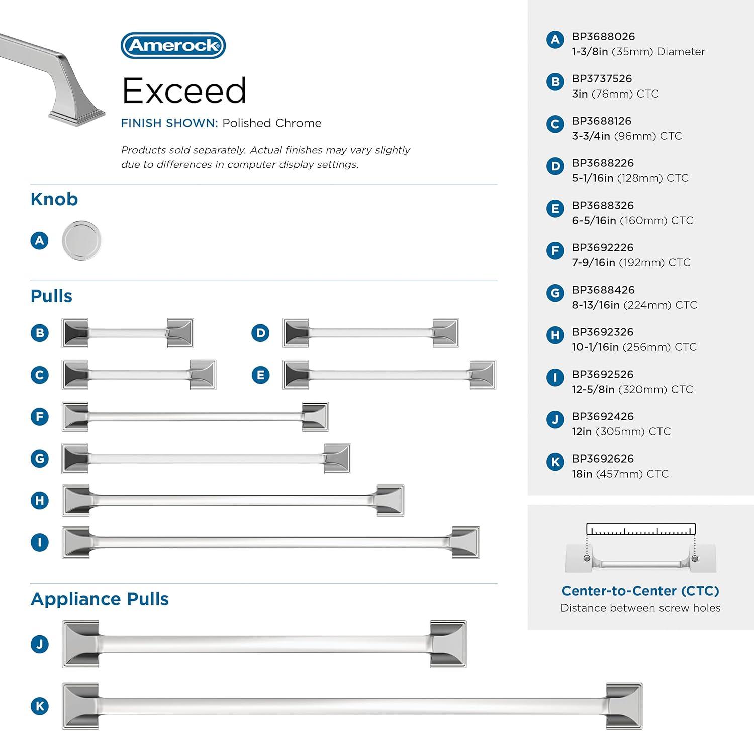 Exceed 8 13/16" Center to Center Arch Pull