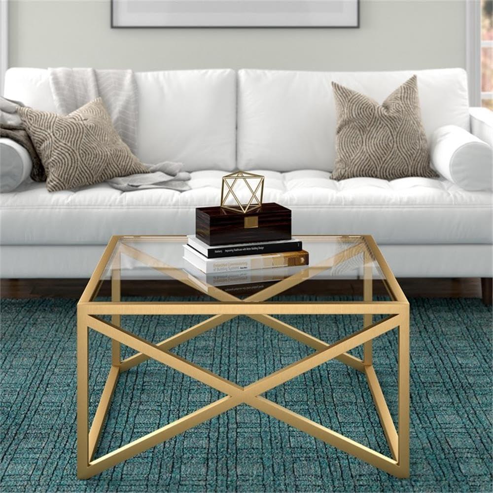 Square Brass Finish Coffee Table - Henn&Hart