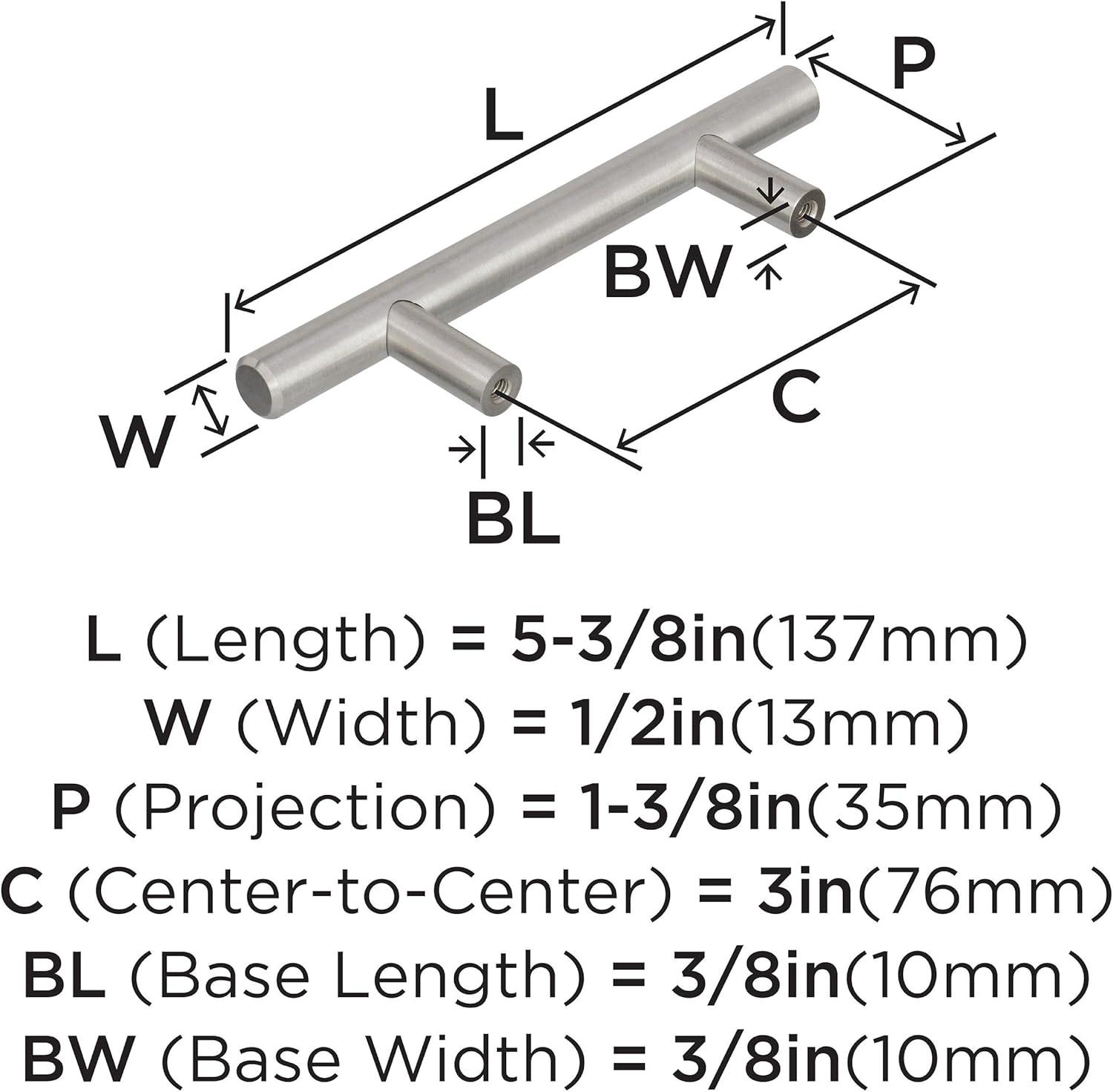 Amerock Bar Pulls 3 inch (76mm) Center-to-Center Stainless Steel Cabinet Pull