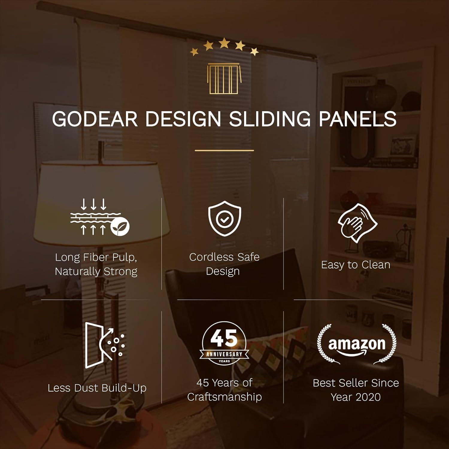 GoDear Design 4-Panel Single Rail 23-in Slat Width 86-in x 96-in Cordless Shangri-La Fabric Sheer Vertical blinds