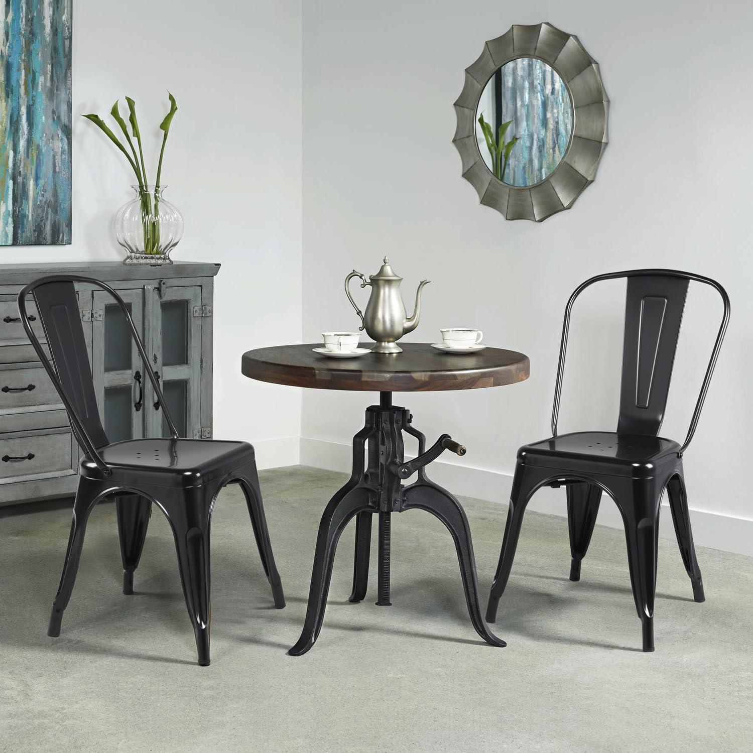 Metal Chairs Set of 4, Stackable Metal Patio Chairs 18 Inch Seat Height, Indoor/Outdoor Tolix Side Chair with Back, 330LBS Weight Capacity, Chic Kitchen Dining Chairs, Black