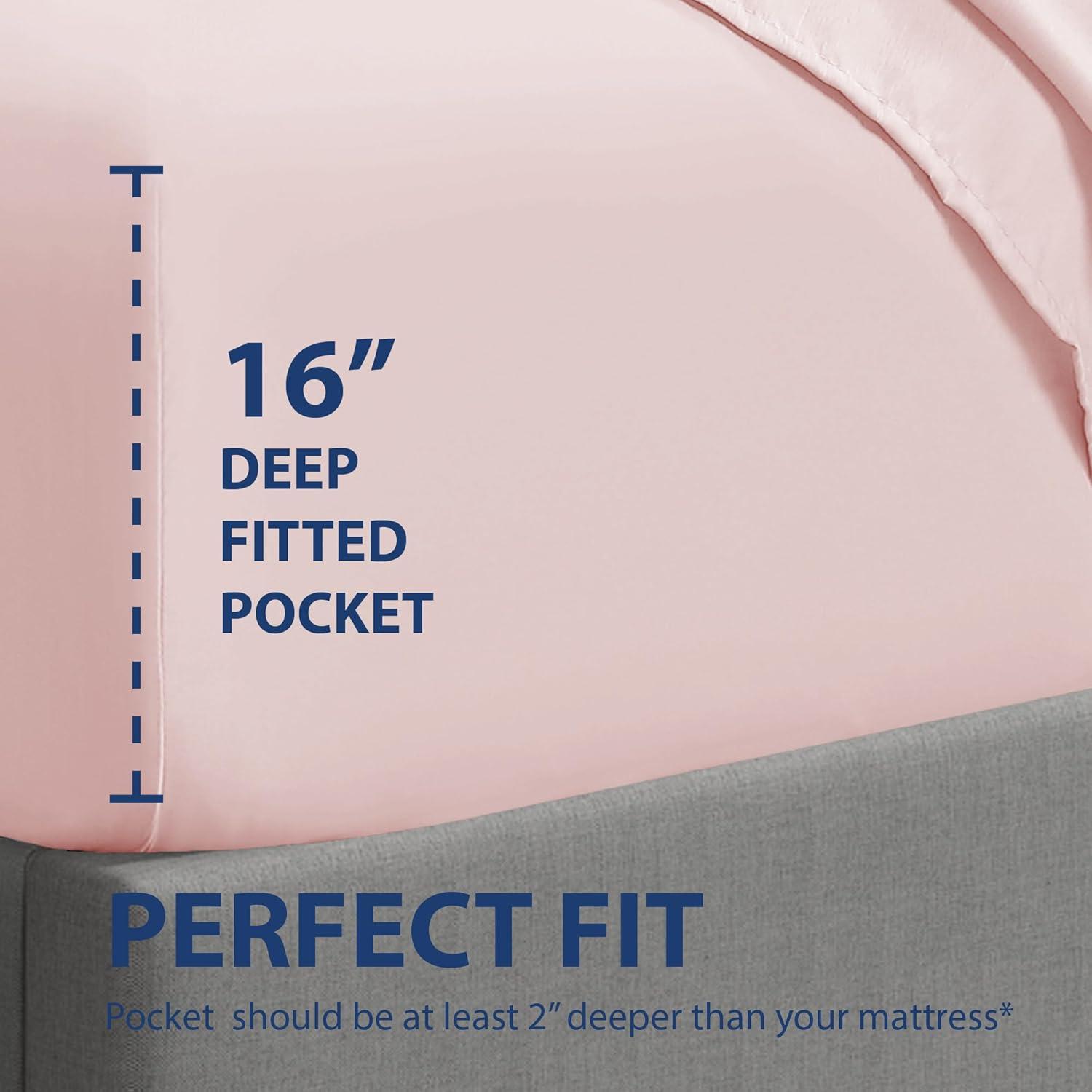 Swift Home 1800 Series 16 Inch Deep Microfiber Fitted Sheet