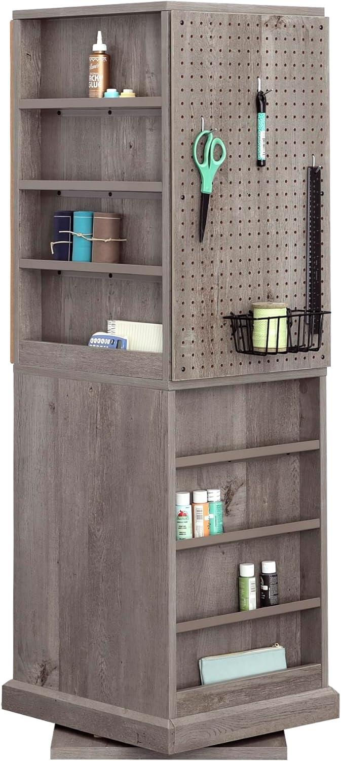 Mystic Oak Adjustable Craft Tower with White Shelves