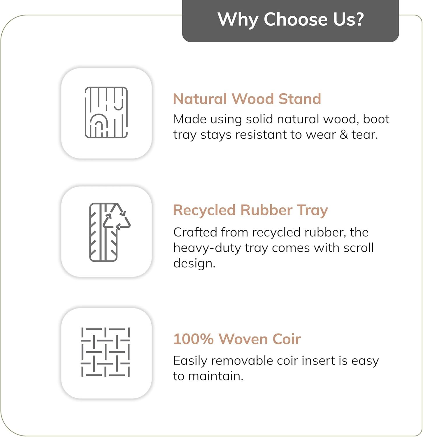 Solid Wood Boot Tray with Non-Slip Base – Waterproof Shoe Storage Cabinet for Entryway, Mudroom & Hallway