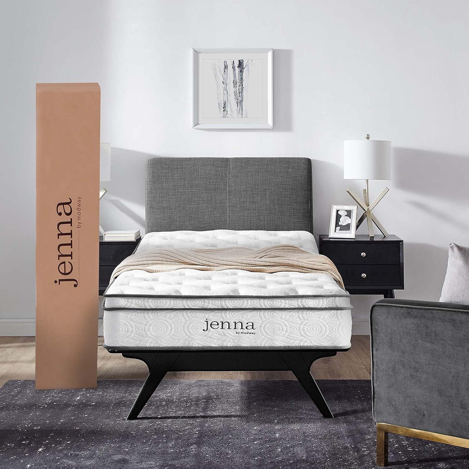 Modway Jenna 8" Modern Innerspring and Foam Twin Mattress in White