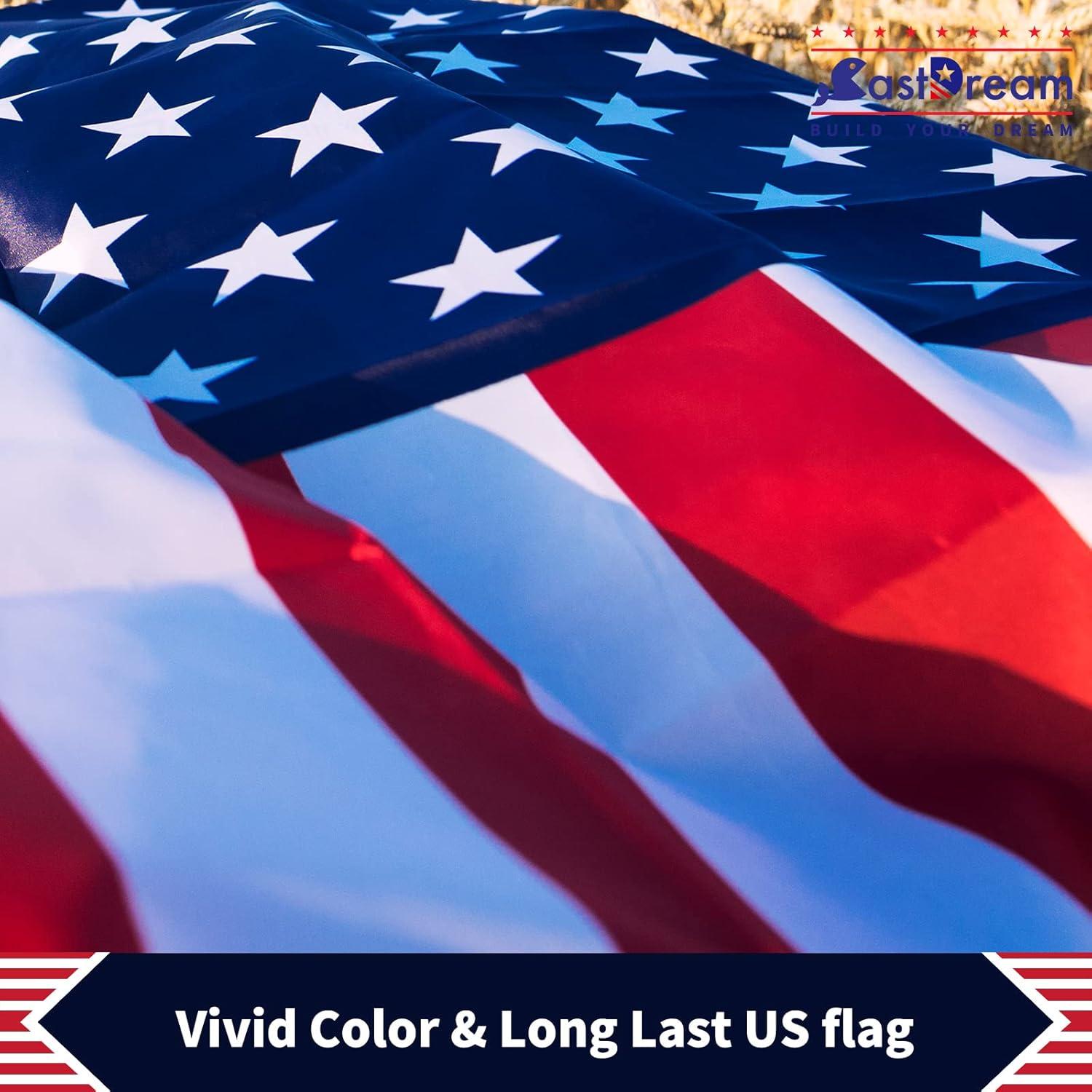 American US Flag 3x5, 2 Pack Vibrant Color & Fade Resistant US Flags for Outside 3x5 ft Flags Double Stitched Long Lasting Polyester with Durable Brass Grommets USA Flag