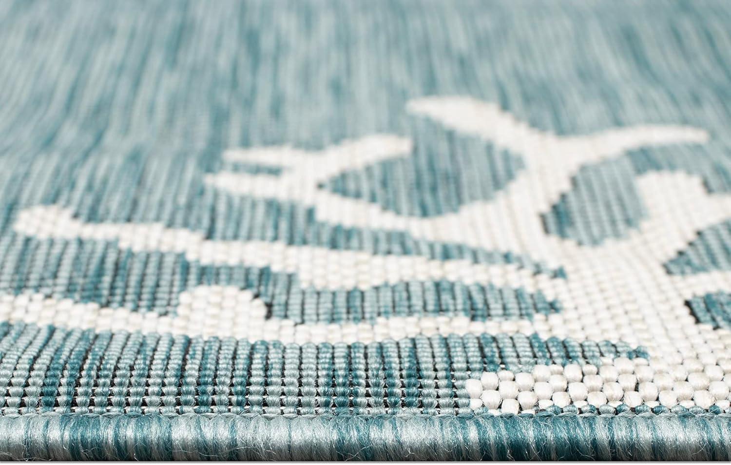 Liora Manne Carmel Coral Border Indoor/Outdoor Rug Aqua 3'3" x 4'11"
