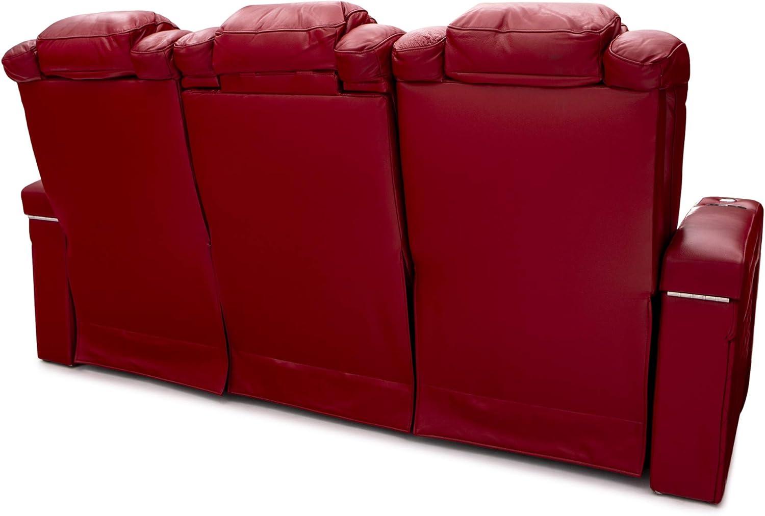 Red Leather Reclining Sectional with Cup Holders