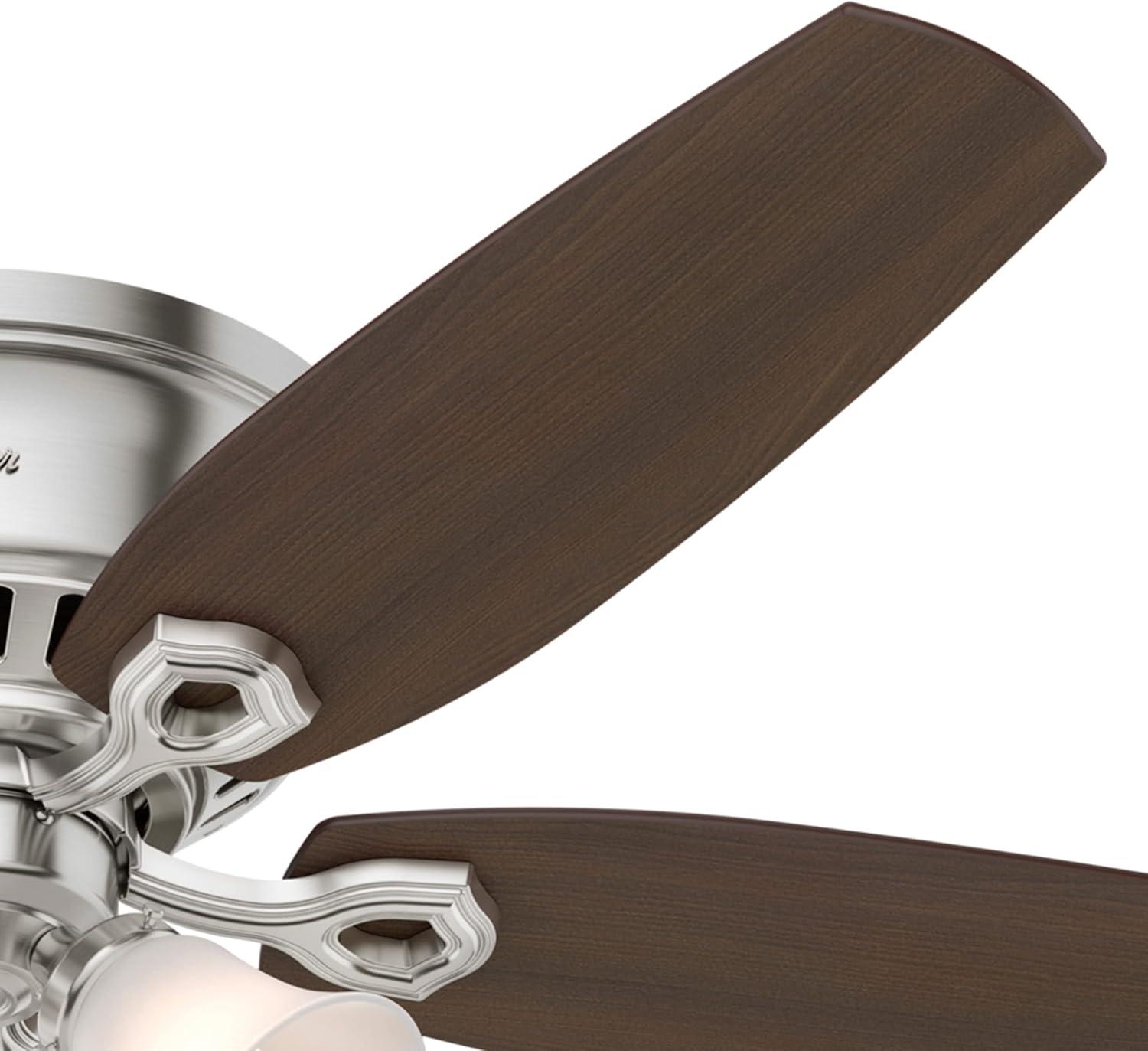 52" Builder Low Profile 5 - Blade Flush Mount Ceiling Fan with Pull Chain and Light Kit Included