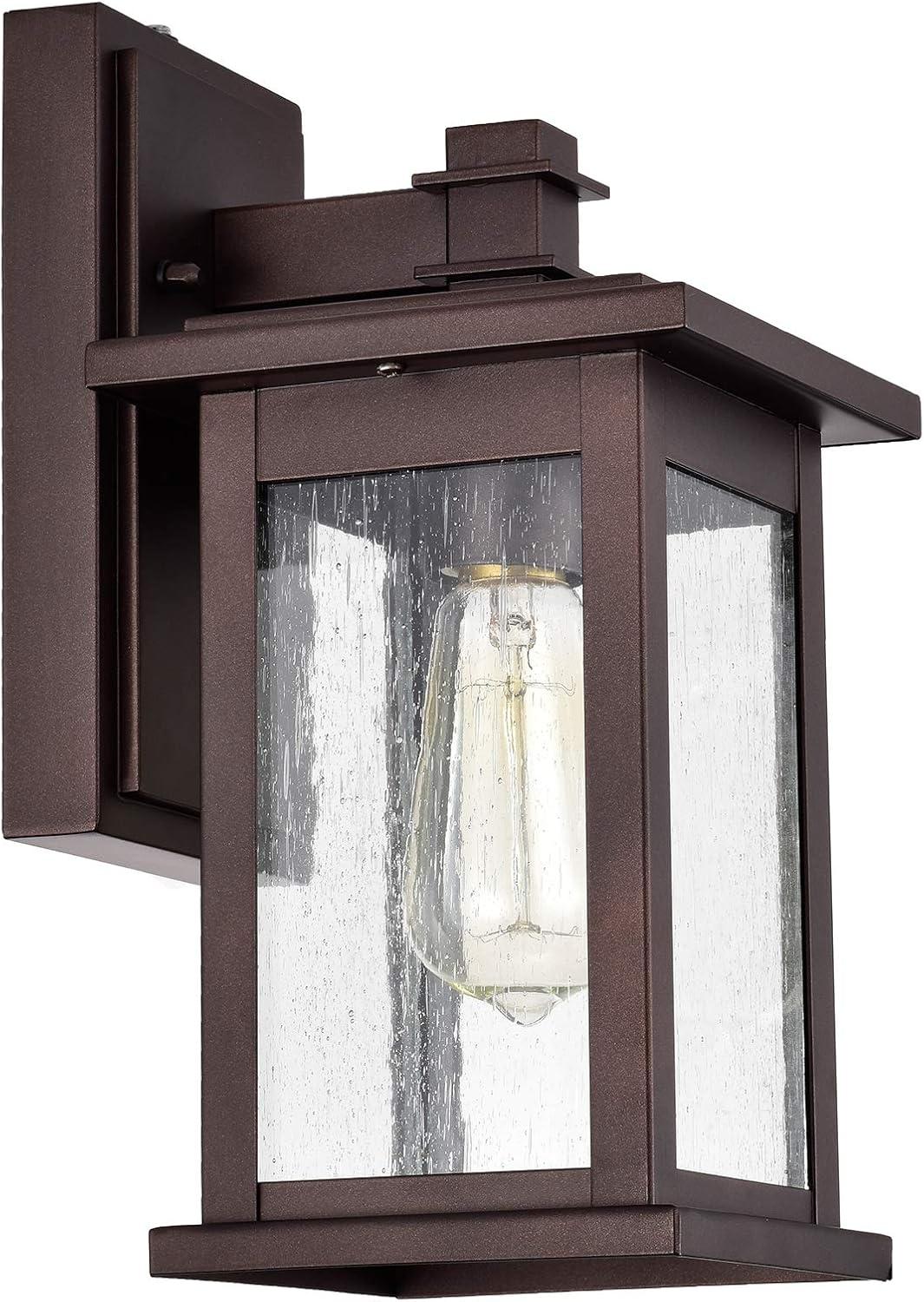 Dusk to Dawn 1 Light Outdoor Wall Lantern 12 Inch Oil Rubbed Bronze Bronze Oil Rubbed