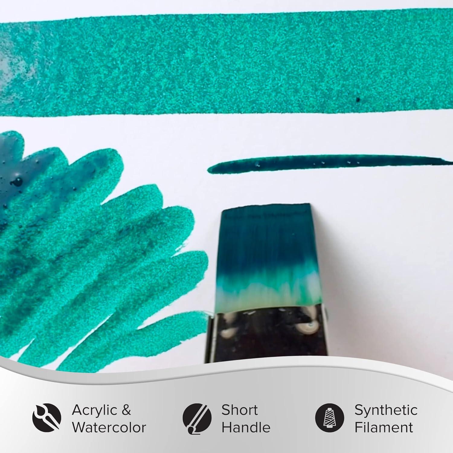 Silver Brush Limited 1514S -1 Silverwhite Edgewater Wash Paintbrush for Watercolor, Gouache, Inks, Dyes, Fluid, & Flow Acrylic, Size 1 Inch, Short Handle