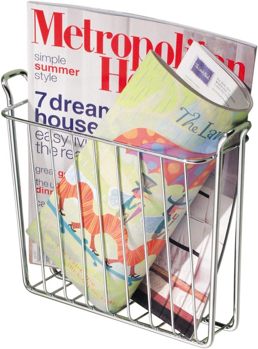 Chrome Metal Wall Mounted Magazine and Book Holder