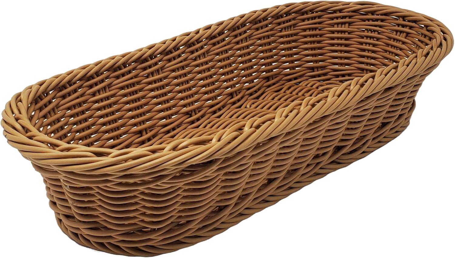 Kovot Wicker Bread Basket - 14.5" Woven Polypropylene Basket – For Food Display and Serving – Snack Organizer Basket