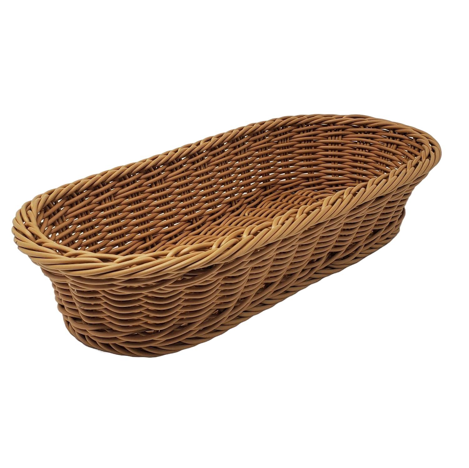Kovot Wicker Bread Basket - 14.5" Woven Polypropylene Basket – For Food Display and Serving – Snack Organizer Basket