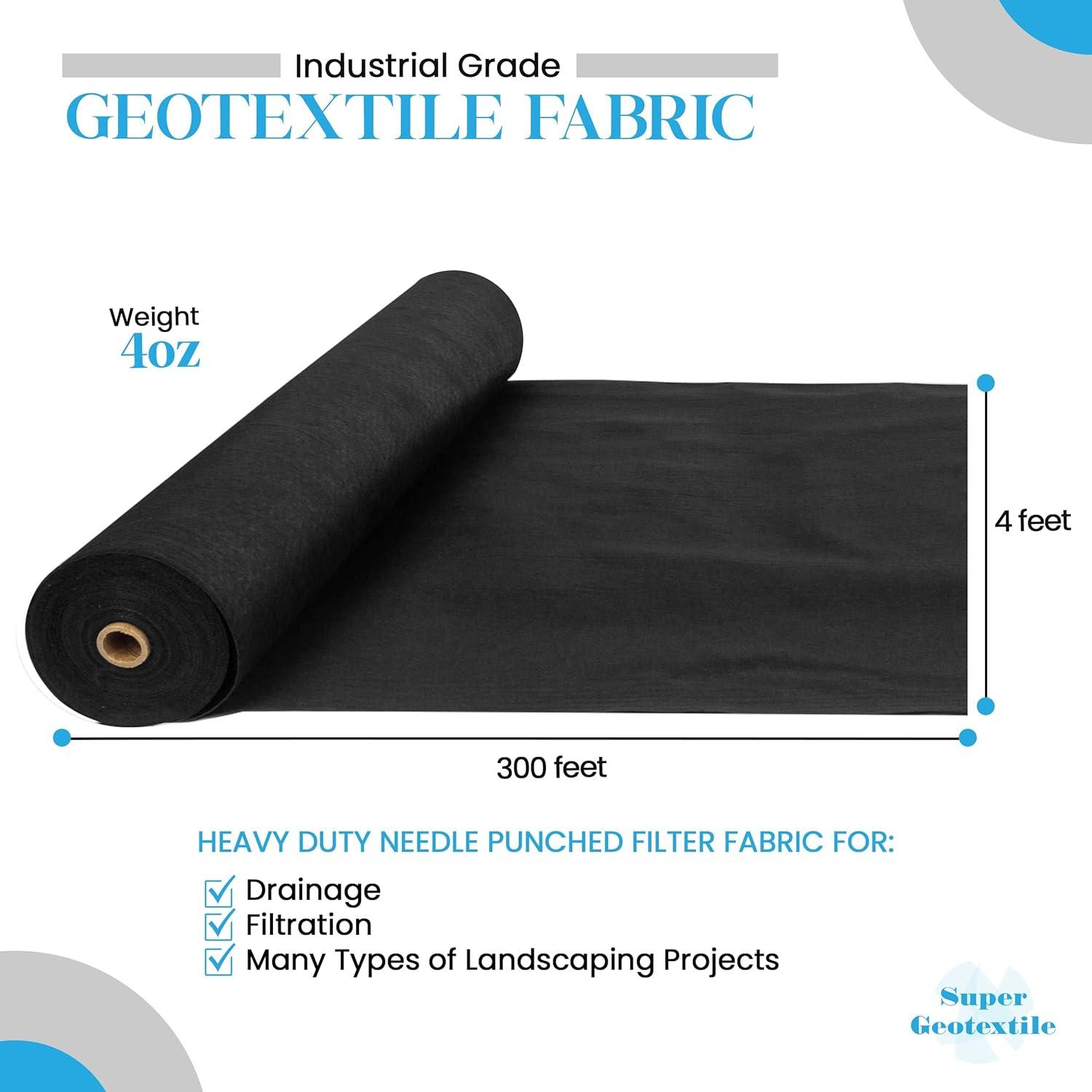 4, 6, 8 oz Non Woven Fabric for Landscaping, French Drains, Underlayment, Erosion Control, Construction Projects - 4 oz (8x50) Ships Folded