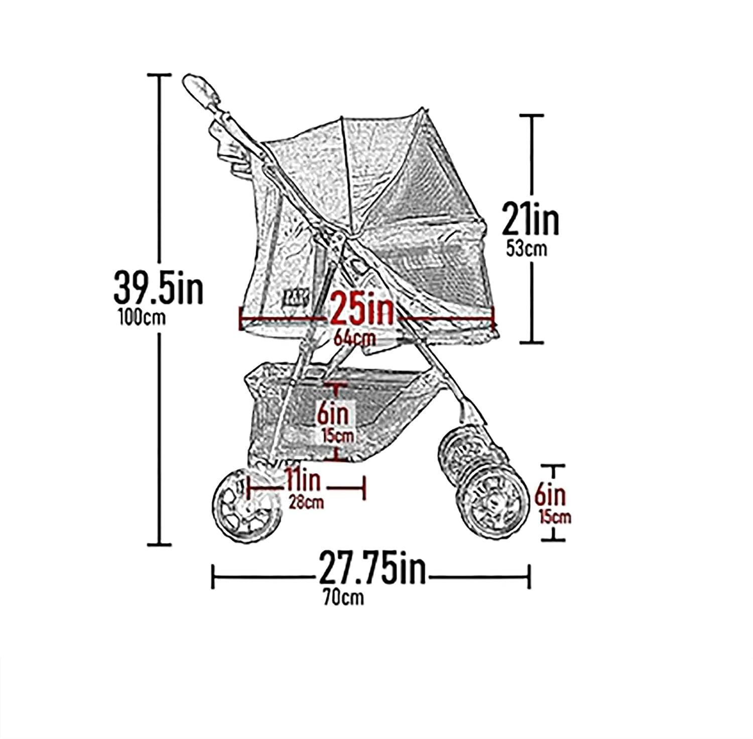 Emerald No-Zip Pet Stroller with Panoramic View