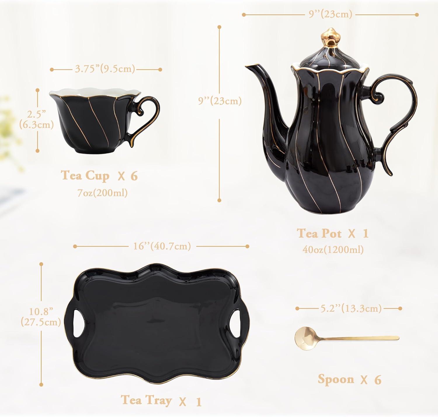 Ameriwood 14 pcs Tea Set of 6 with Tea Tray & Spoons