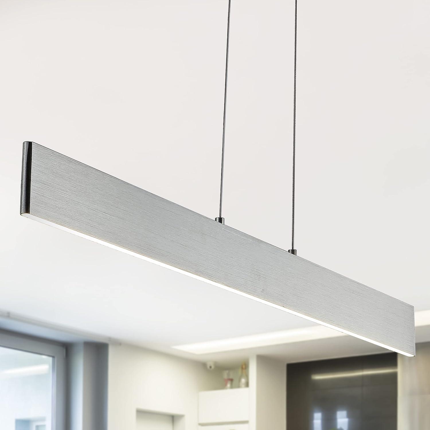 Draper 40" Dimmable Adjustable Integrated LED Metal Linear Pendant, Brushed Aluminum