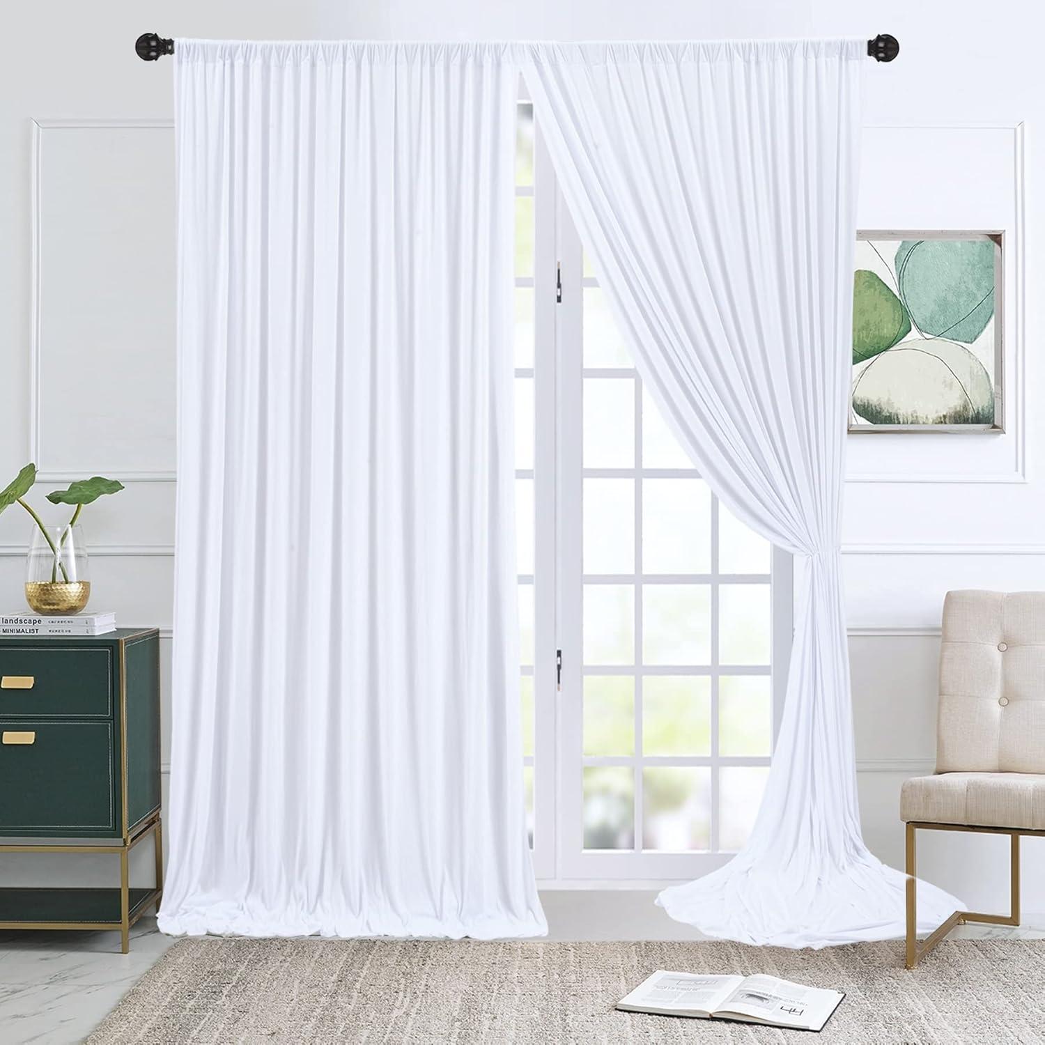 10x10ft White Backdrop Curtain for Parties Wrinkle Free Wedding Baby Curtain Backdrops for Birthday Party