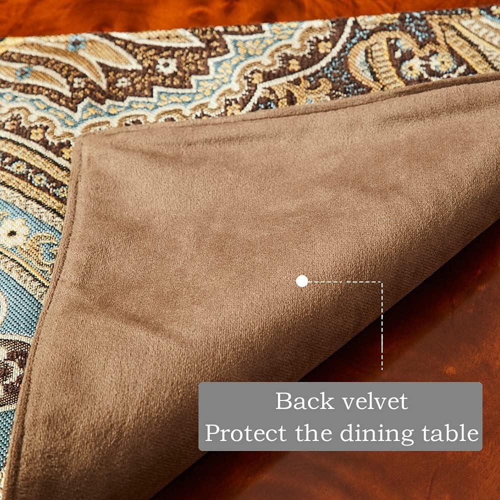 Luxury Vintage Design Table Runners 108 inches long Embroidery Jacquard Fabric with Multi-Tassels table runners for Dining Room Dresser Wedding holiday Party fireplace Decorations (Coffee, 12X108inch)