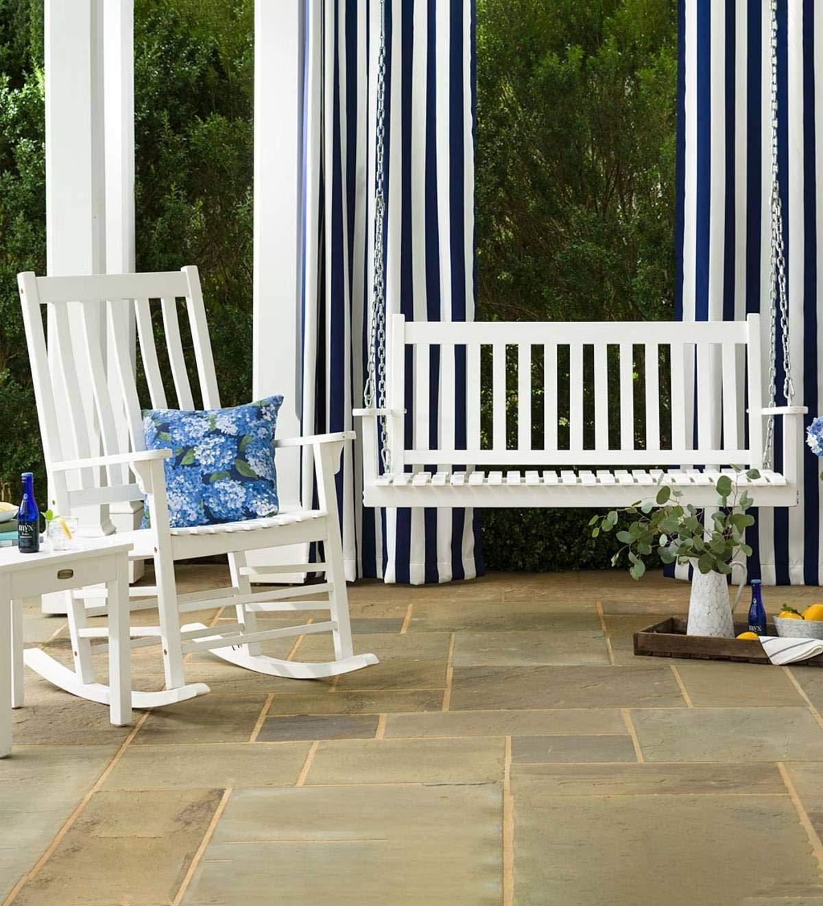 Coastal Stripe Grommet Curtain Panel Window Dressing 50 x 84 in Navy