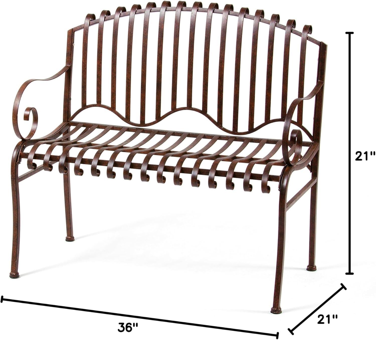 Solera Natural Patina Steel Outdoor Bench with Curved Details