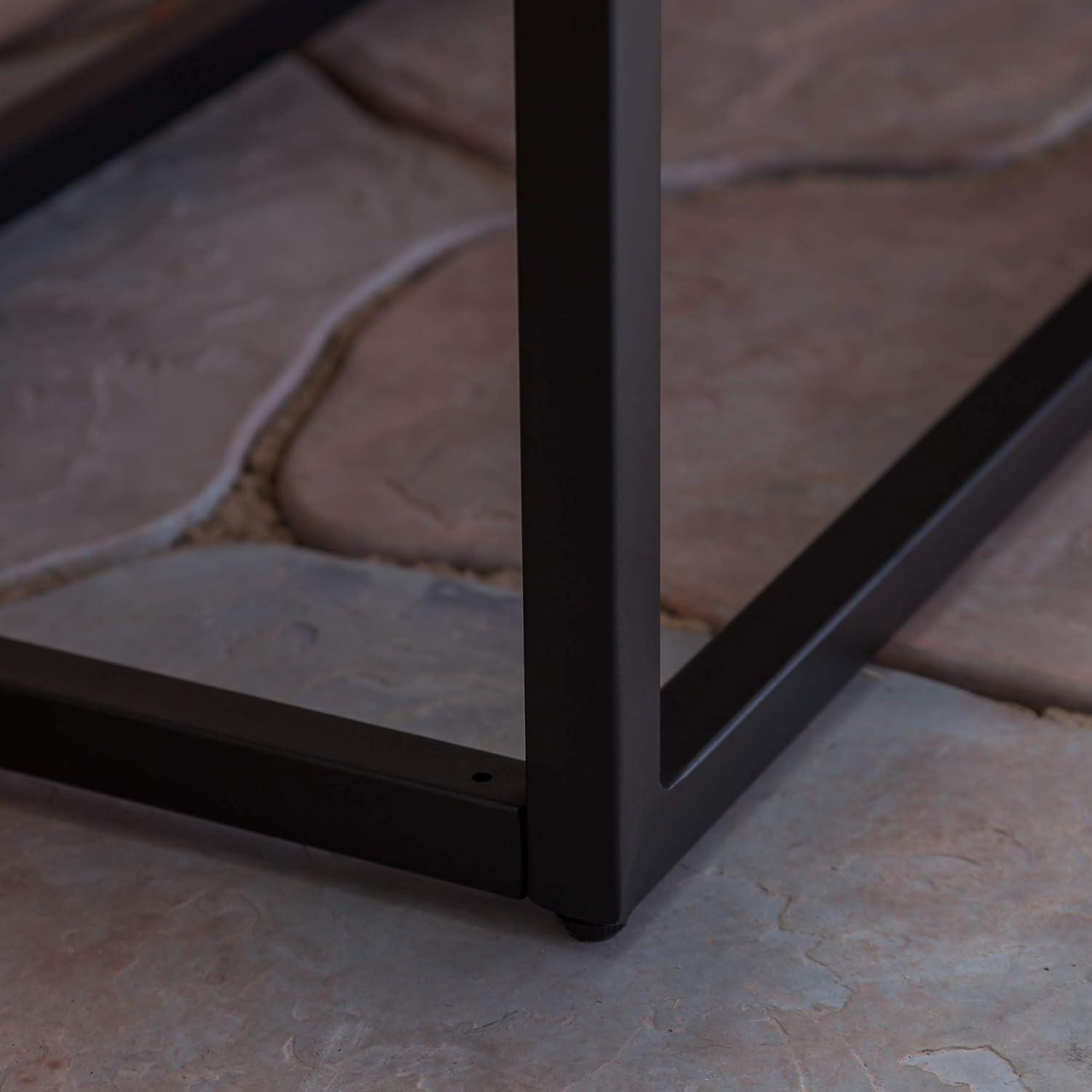 17 Stories Farmhouse Outdoor Iron Frame Picnic Bench