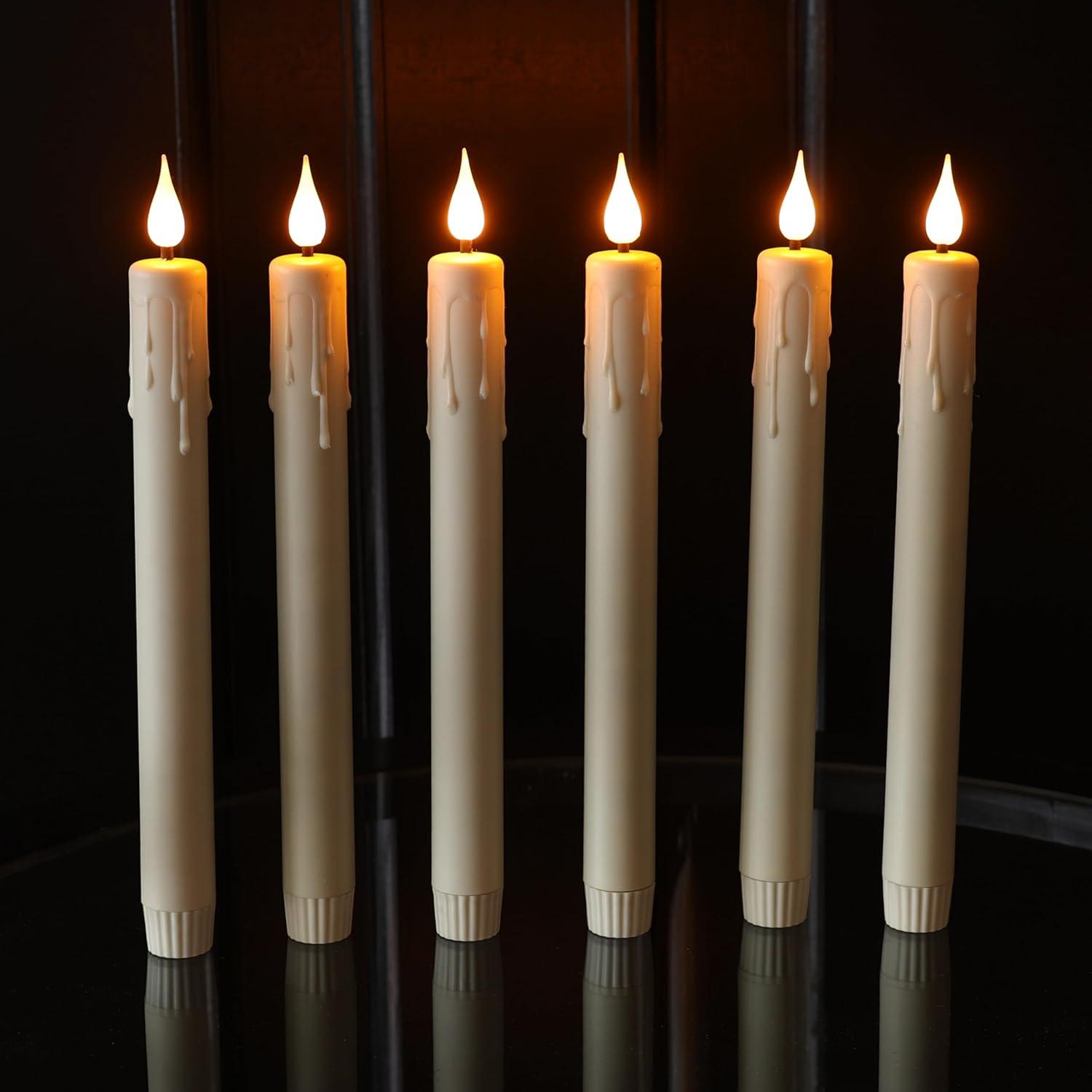 6PCS LED Taper Candle Light, Flashing Electric Fake Candle with Remote Control, Battery Powered Candle Light