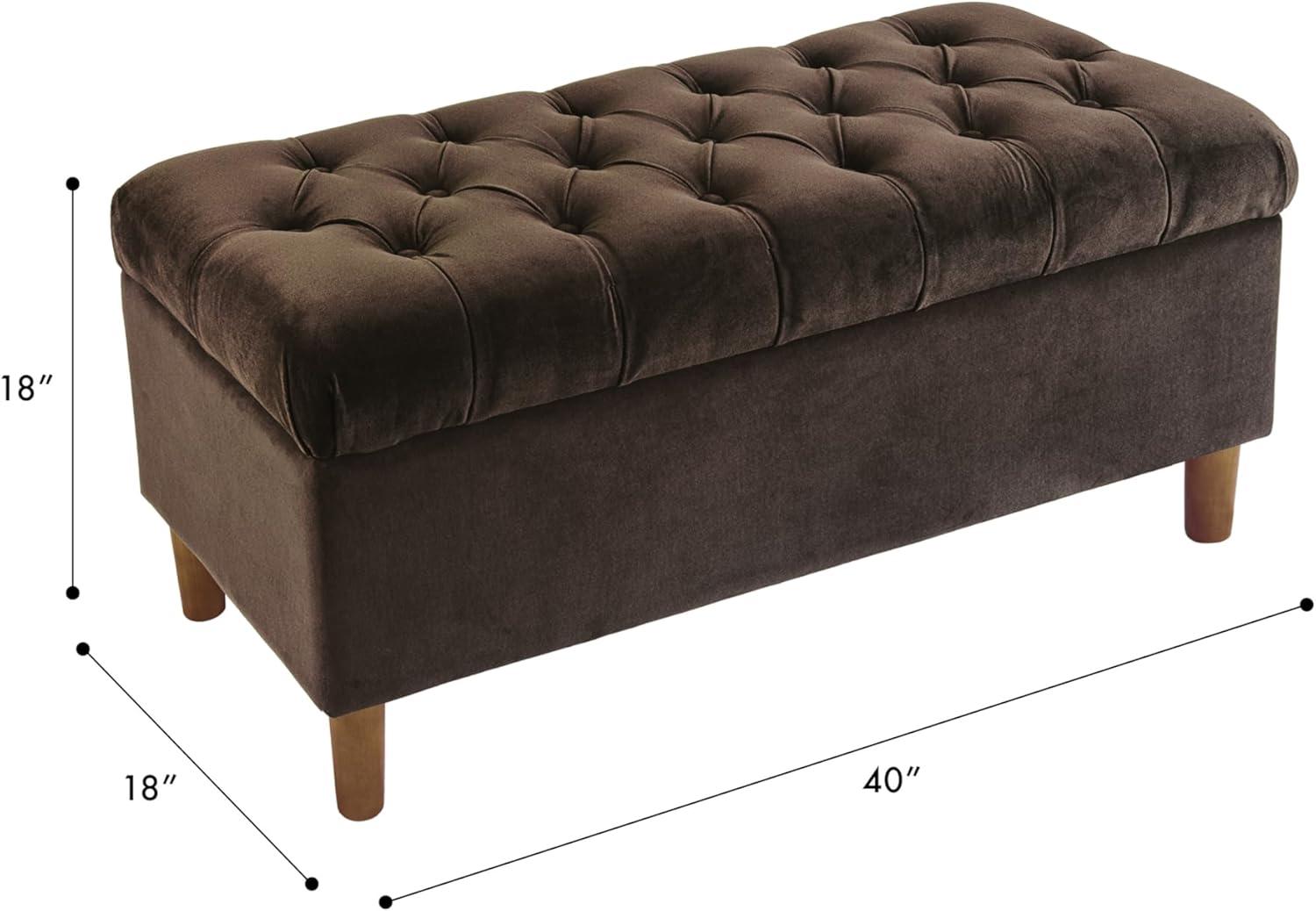 Button Tufted Storage Bench with Cone Wood Legs - HomePop