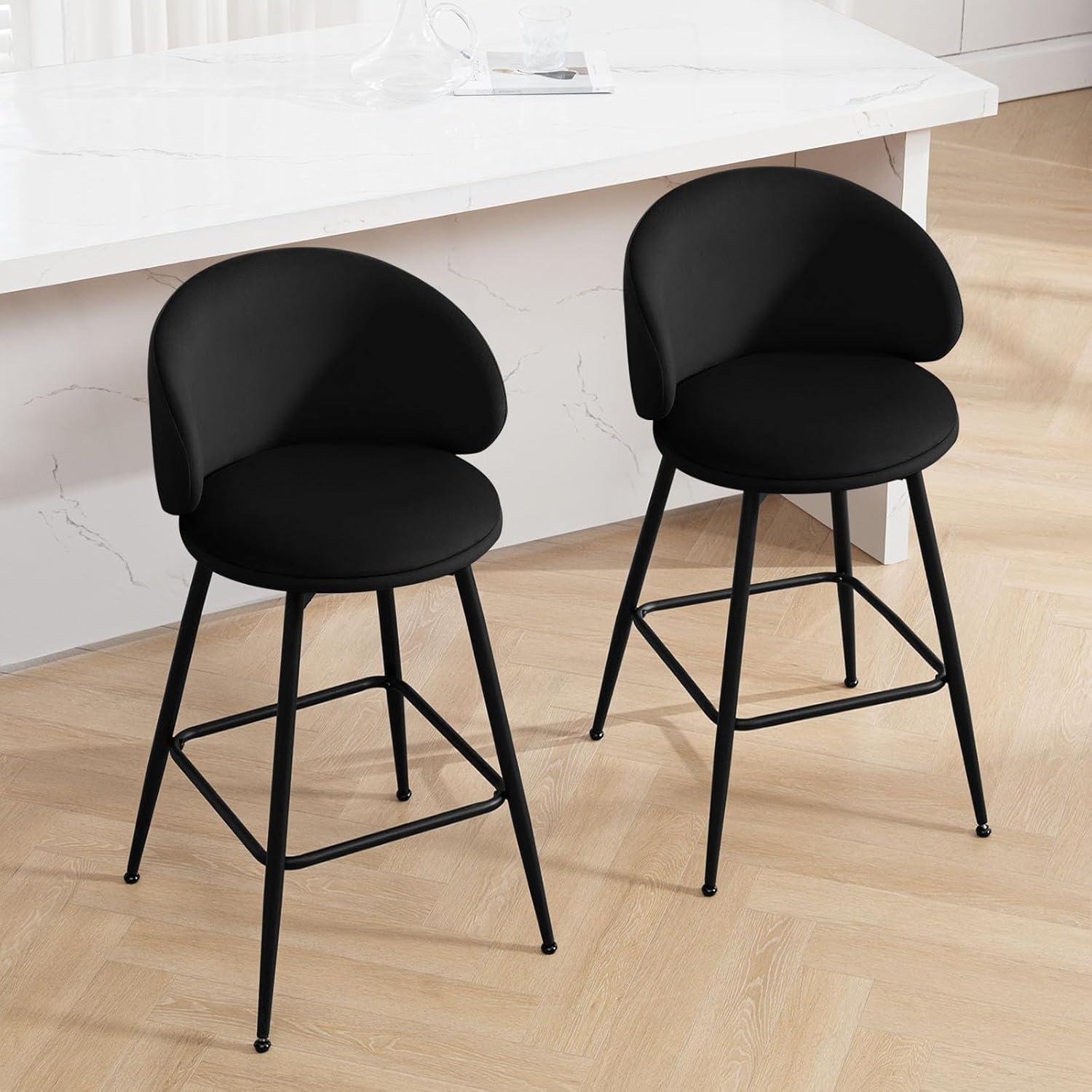 Corrigan Studio® Swivel Upholstered Counter Height Bar Stools (Set of 2)