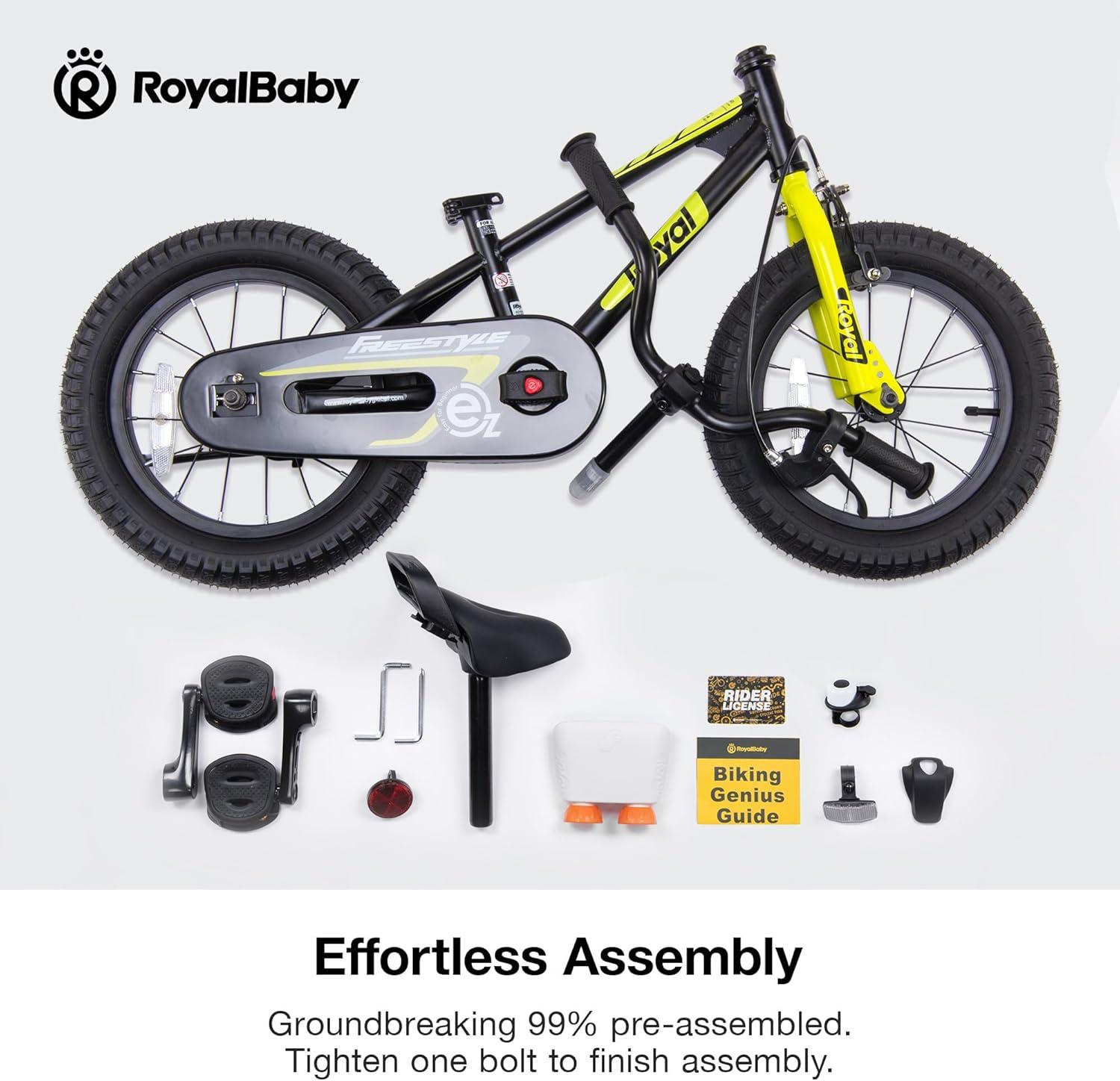 RoyalBaby Freestyle 18 Inch Kids Bike with Kickstand, Water Bottle and Holder, and Reflectors for Boys and Girls Ages 5 to 9, Orange