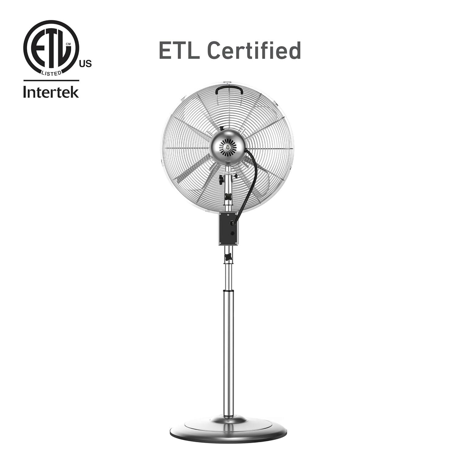 Holmes 16” Digital Oscillating Metal Stand Fan, 3 Speeds, Adjustable Height, Remote Control, Chrome